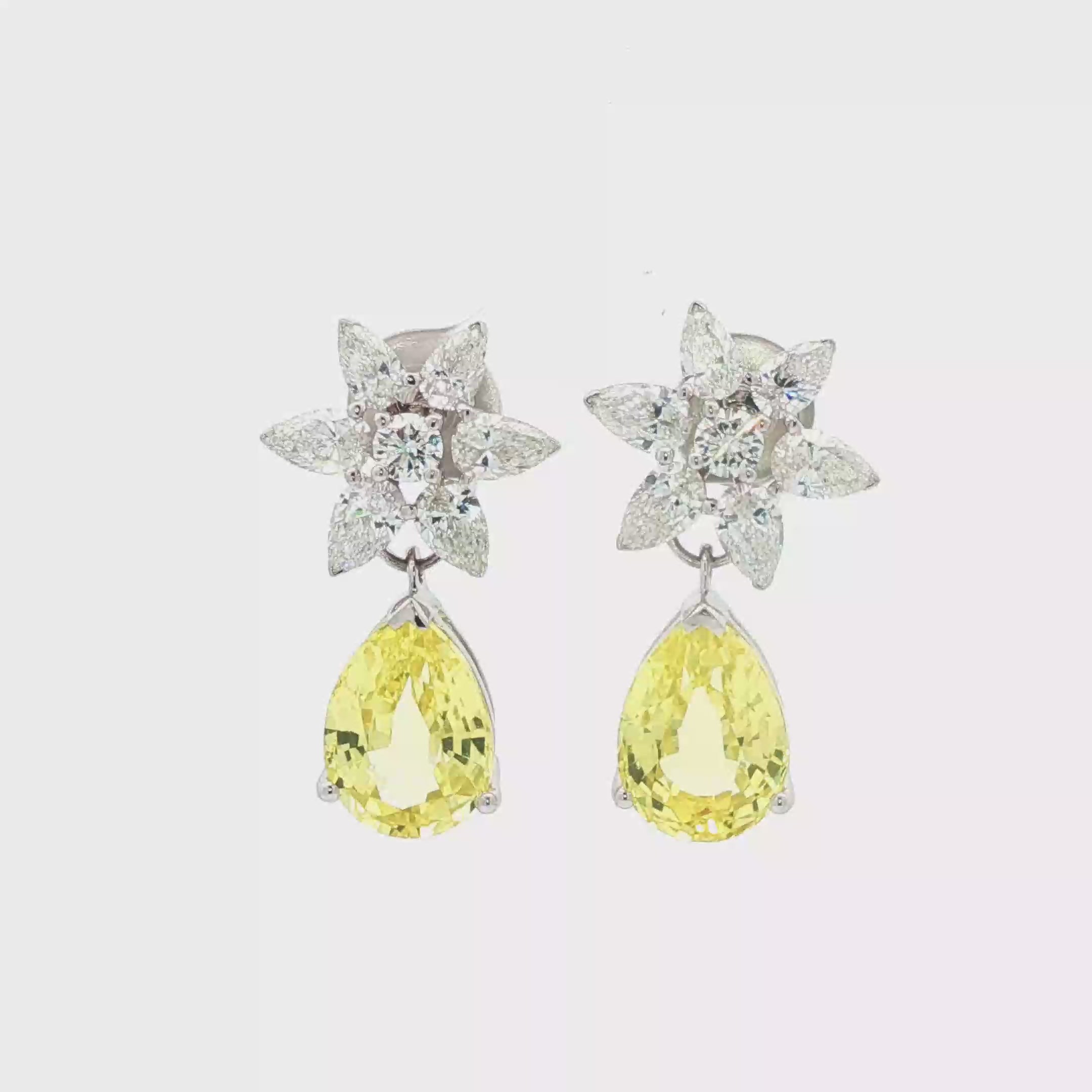 Flower x Yellow 5.5ct  Pear Earrings