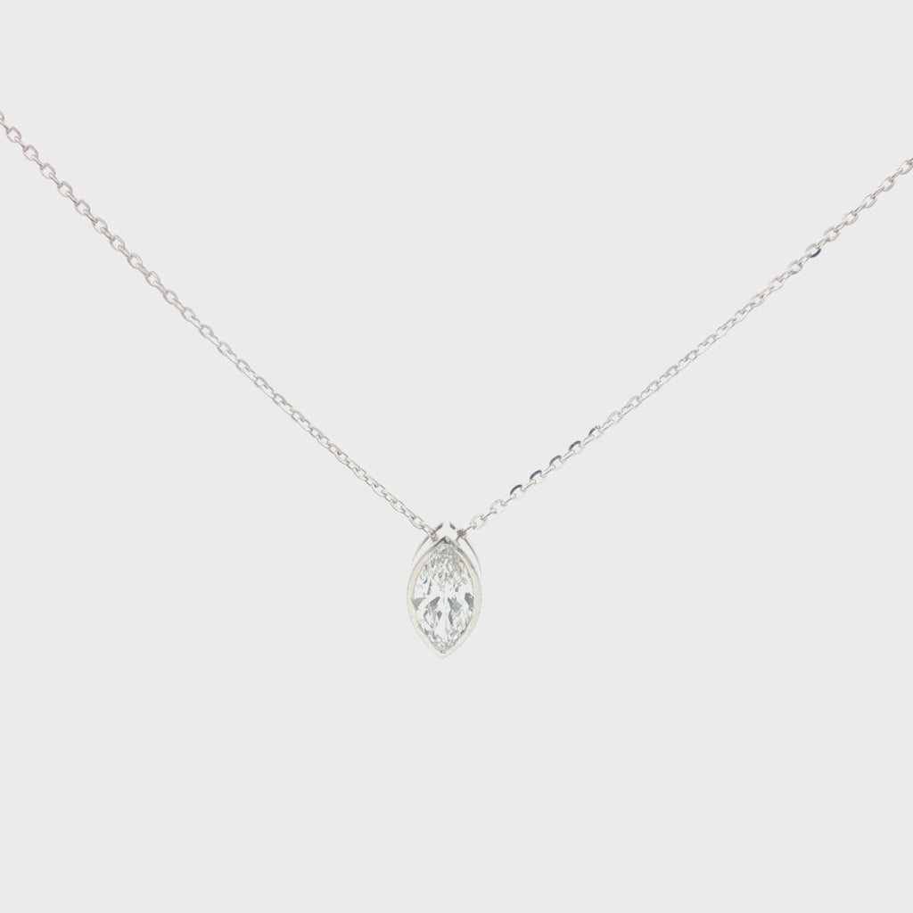 1ct Marquise Diamond Bezel Pendant Necklace