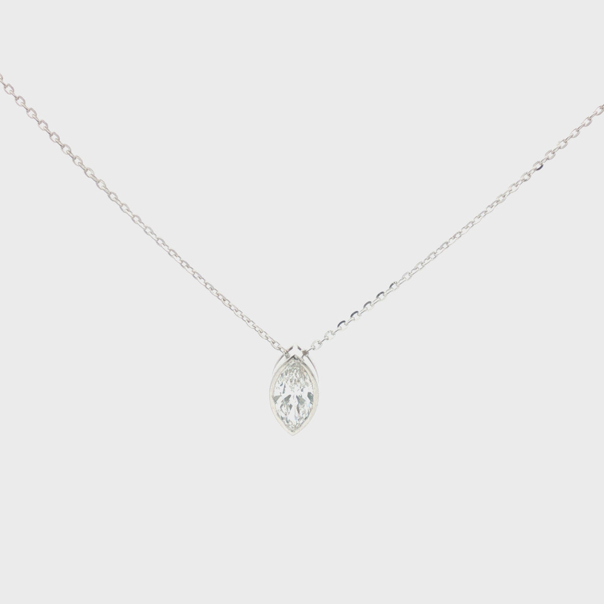 1ct Marquise Diamond Bezel Pendant Necklace