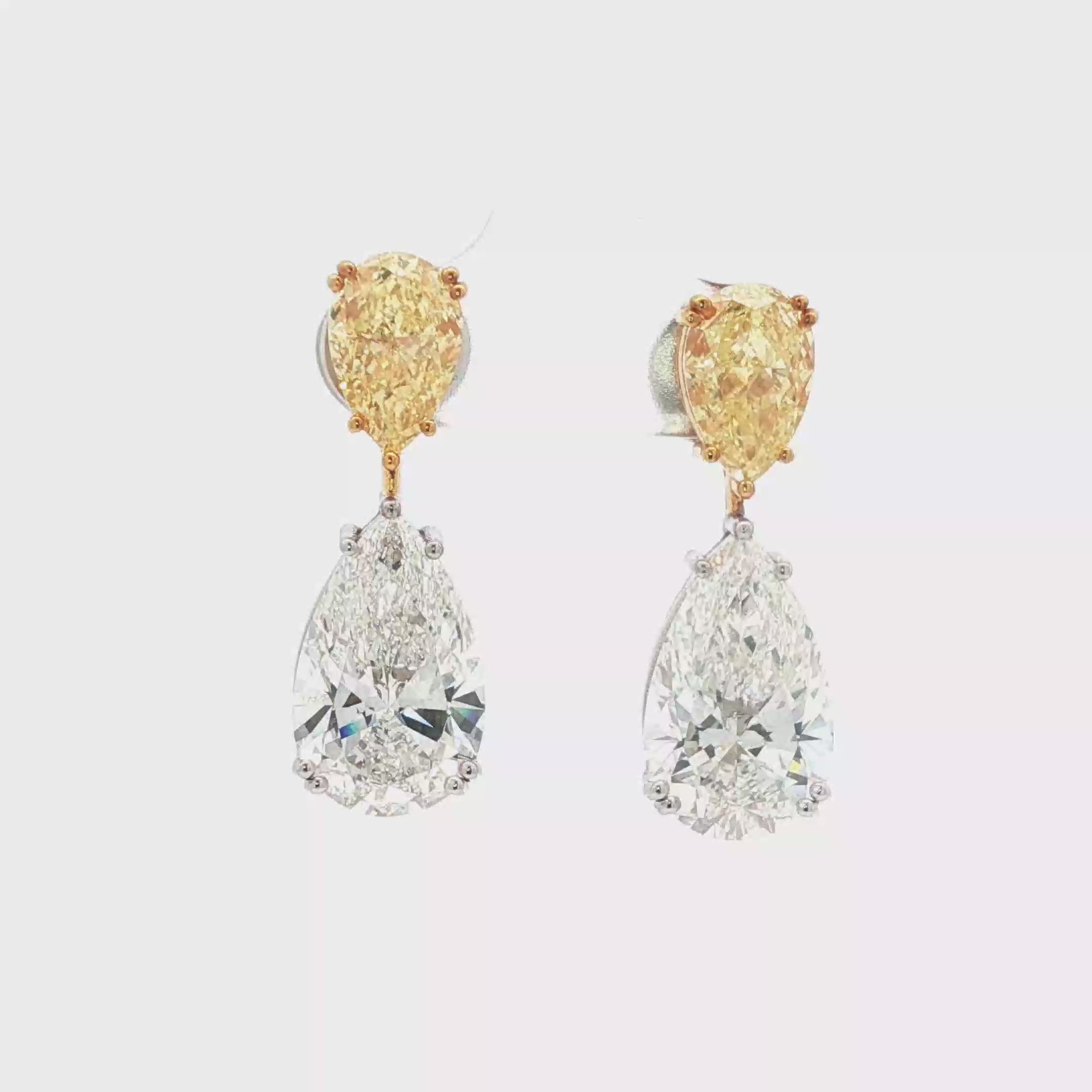 2ct Yellow Pear x  5ct White Pear