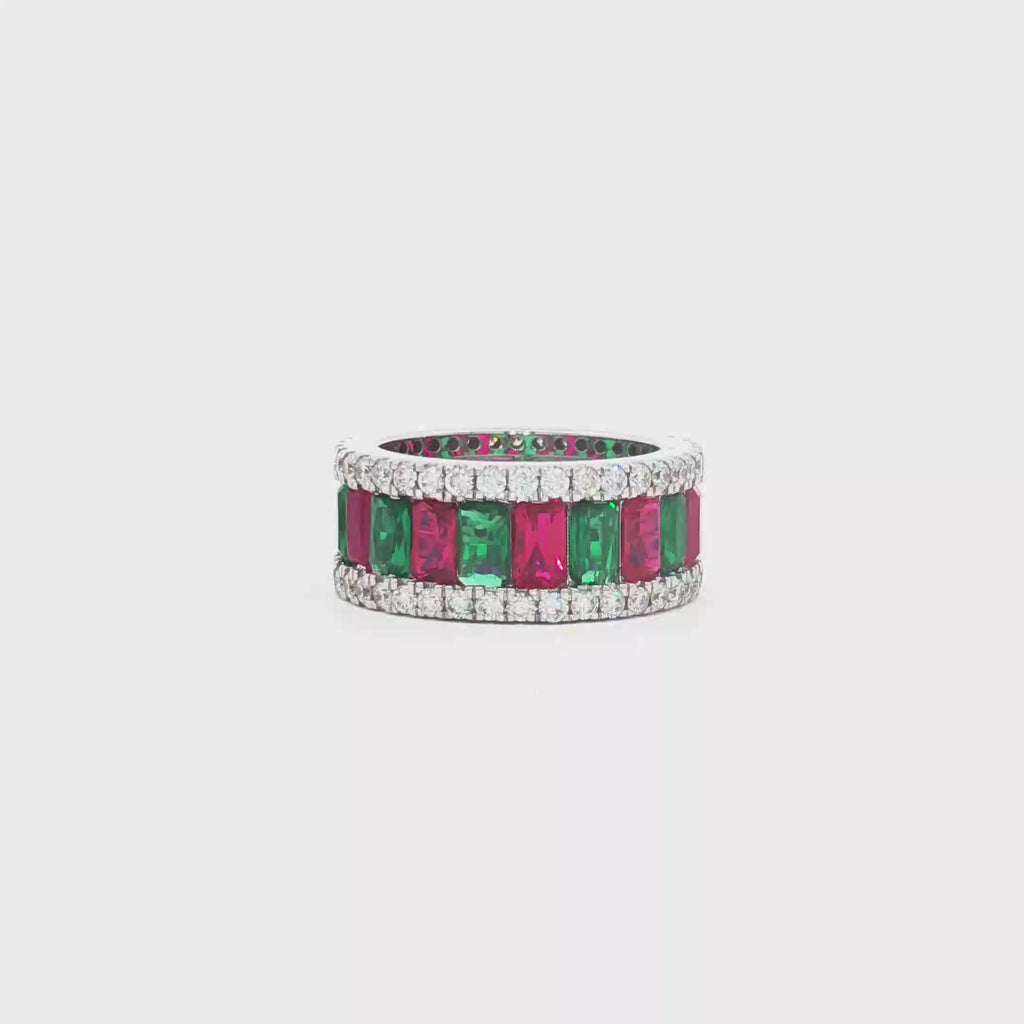 3.29cts Emerald  x Ruby Eternity Ring