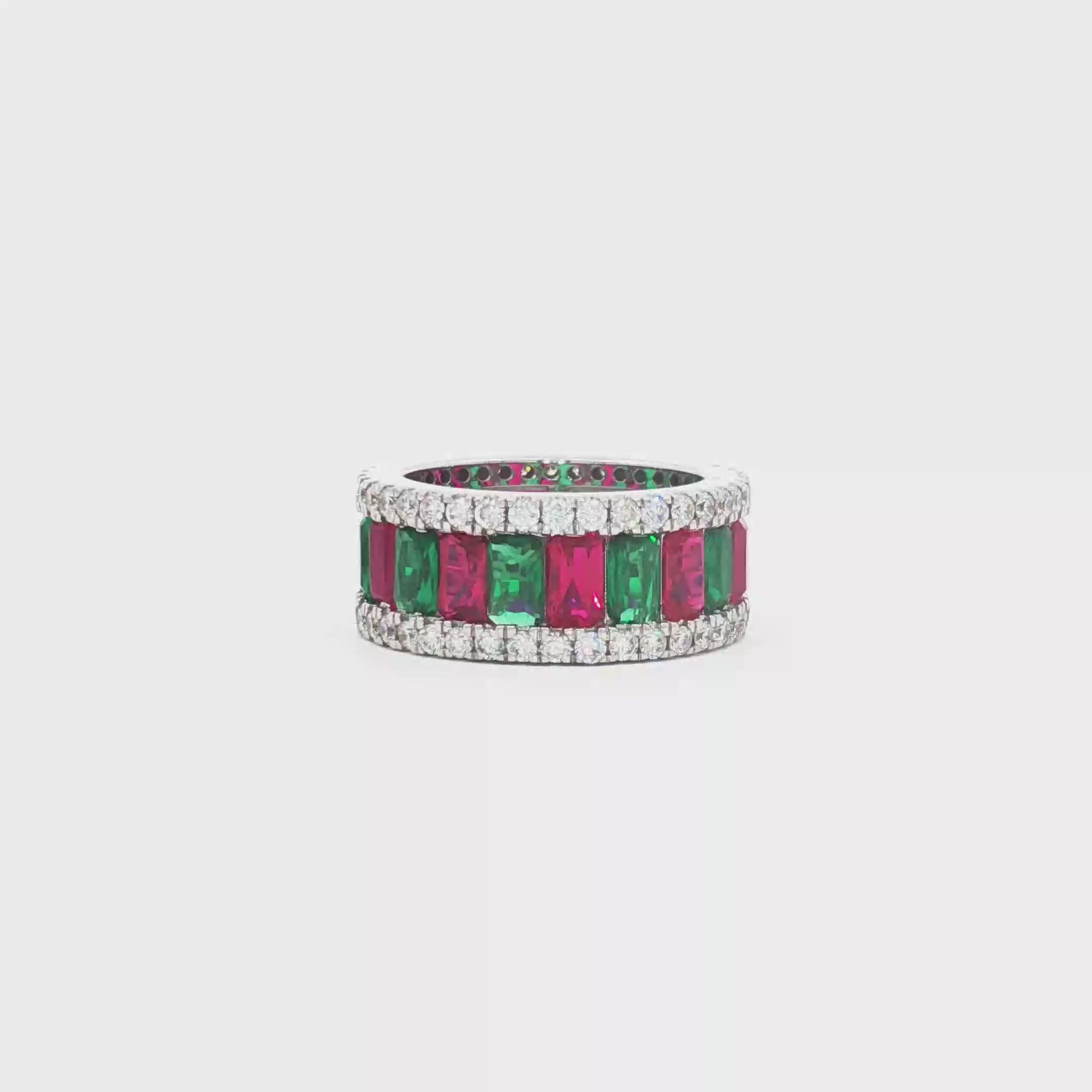 3.29cts Emerald  x Ruby Eternity Ring