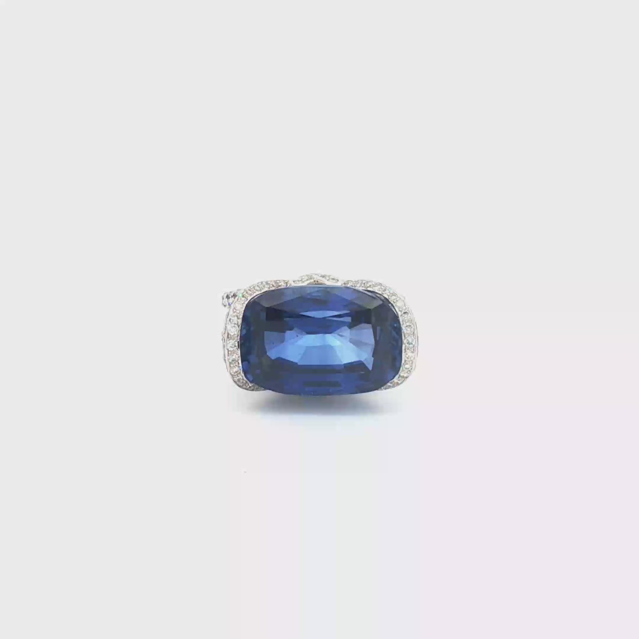 14.96ct Blue Sapphire Cushion Ring