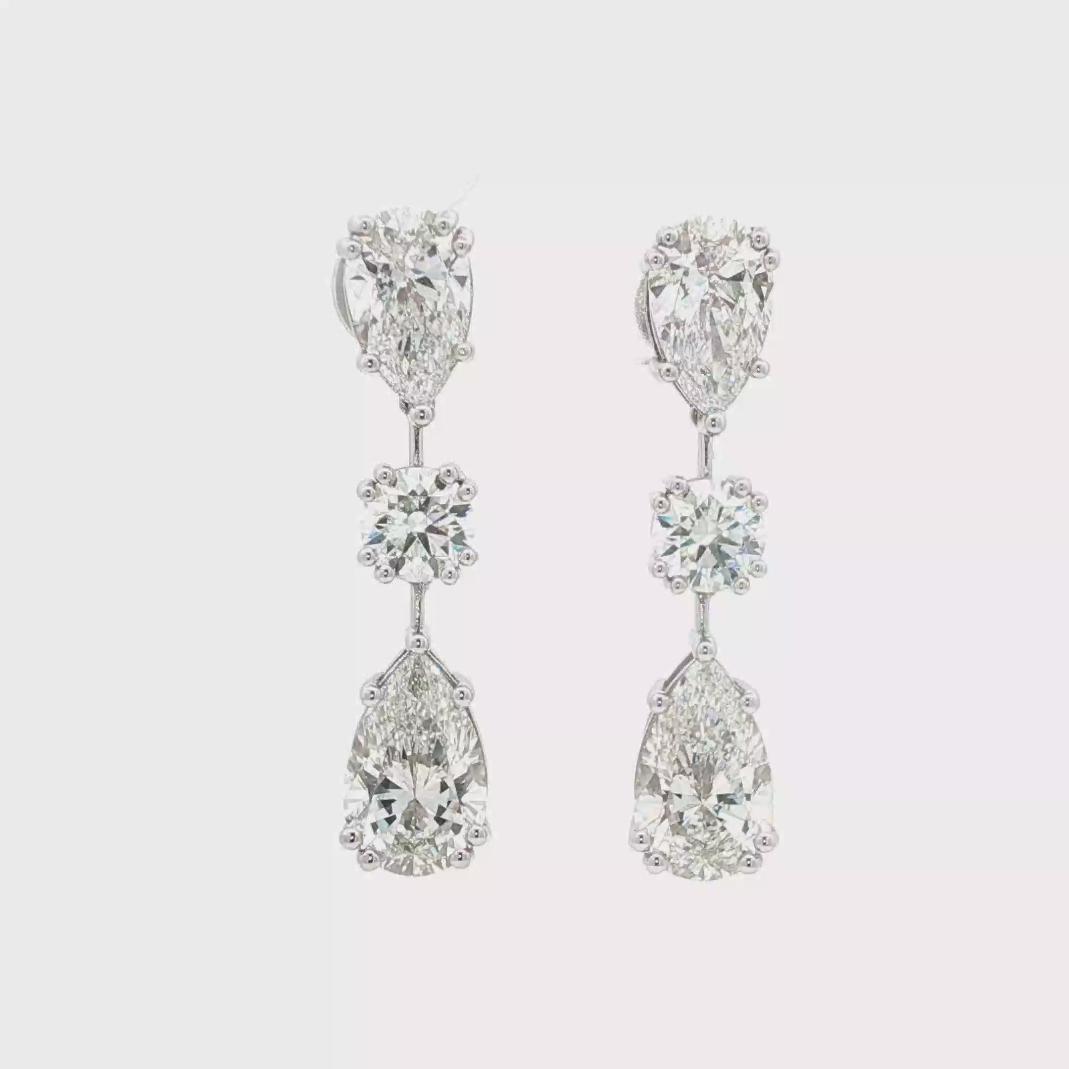 2ct Pear x 1ct Round x 3ct Pear Earrings