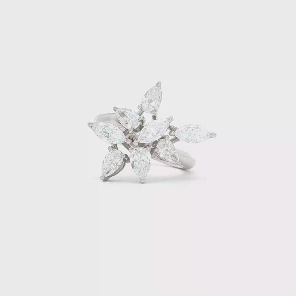 Flower with  Marquises Ring