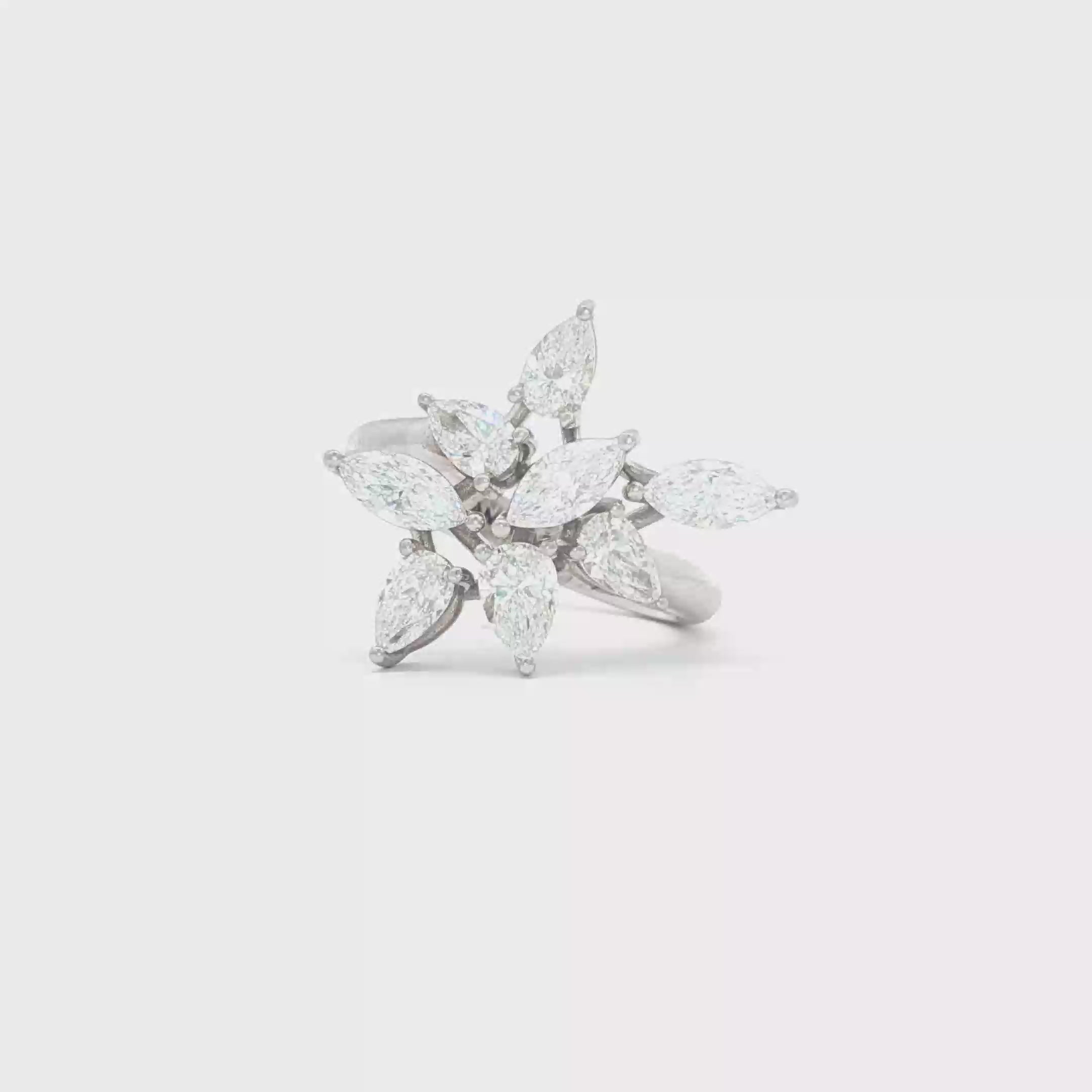 Flower with  Marquises Ring