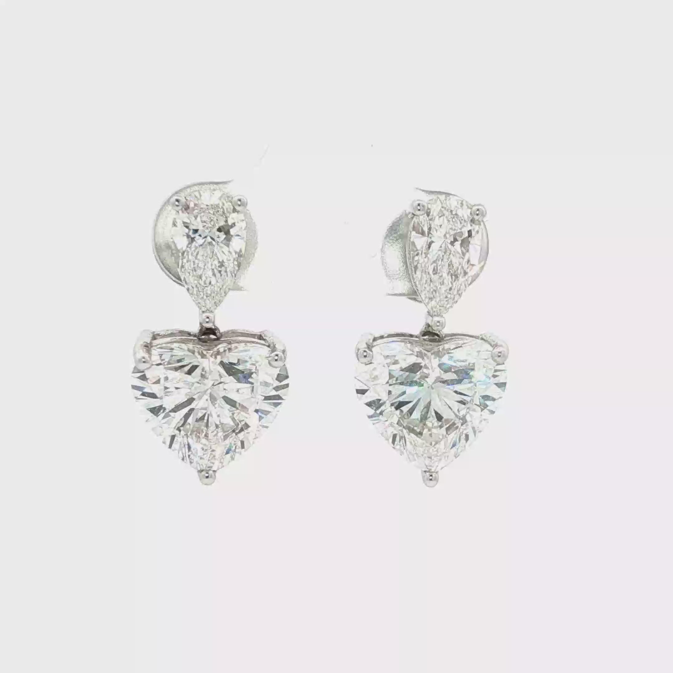 1ct Pear x 4ct Heart Earrings