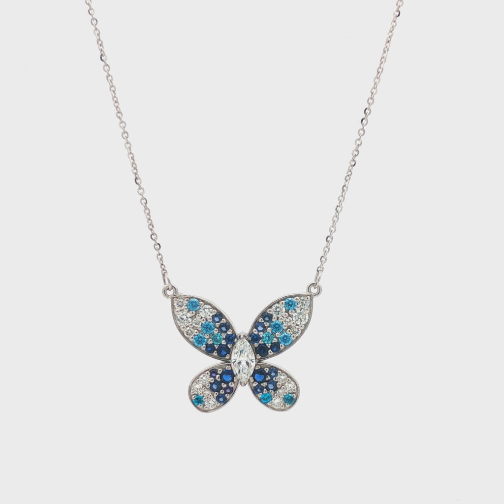 Royal Blue Sapphire Butterfly Necklace
