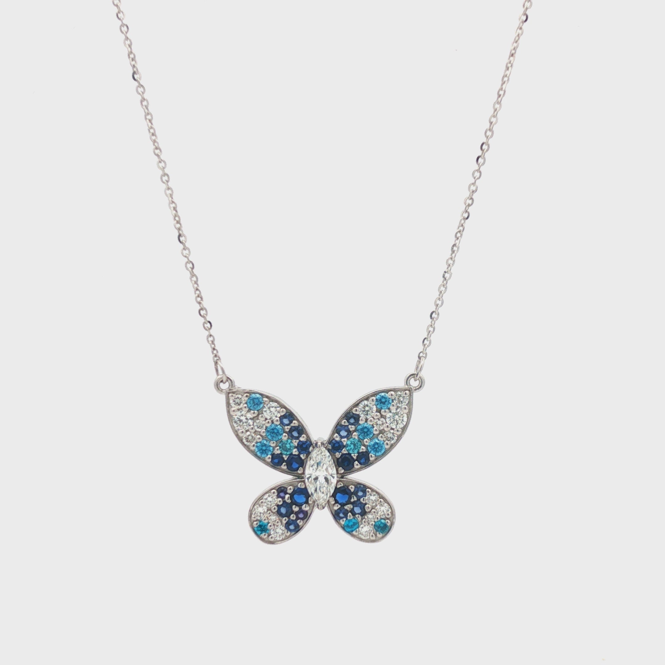 Royal Blue Sapphire Butterfly Necklace