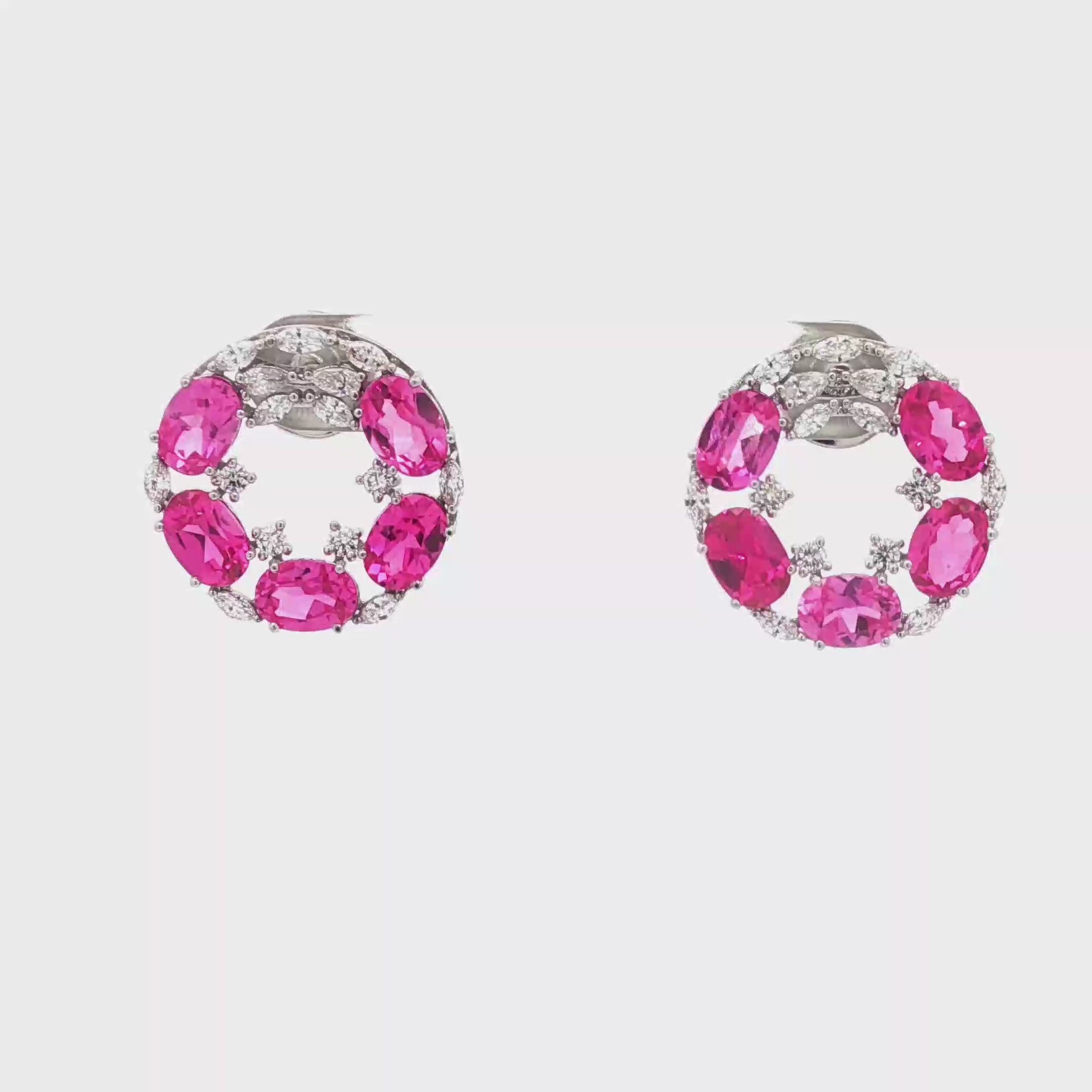 9.7cts Pink Ovals Round Flat Hoops