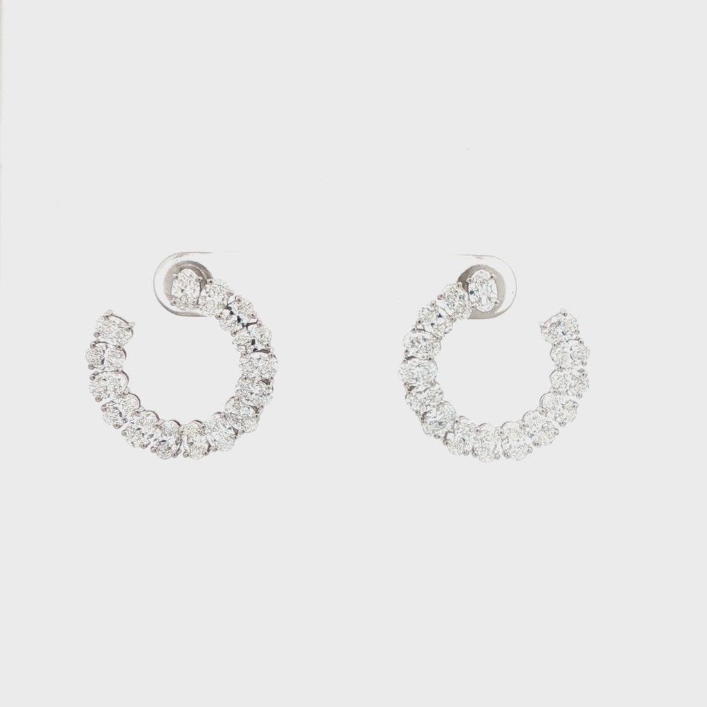 Hoop Earrings with Oval Cut Diamonds