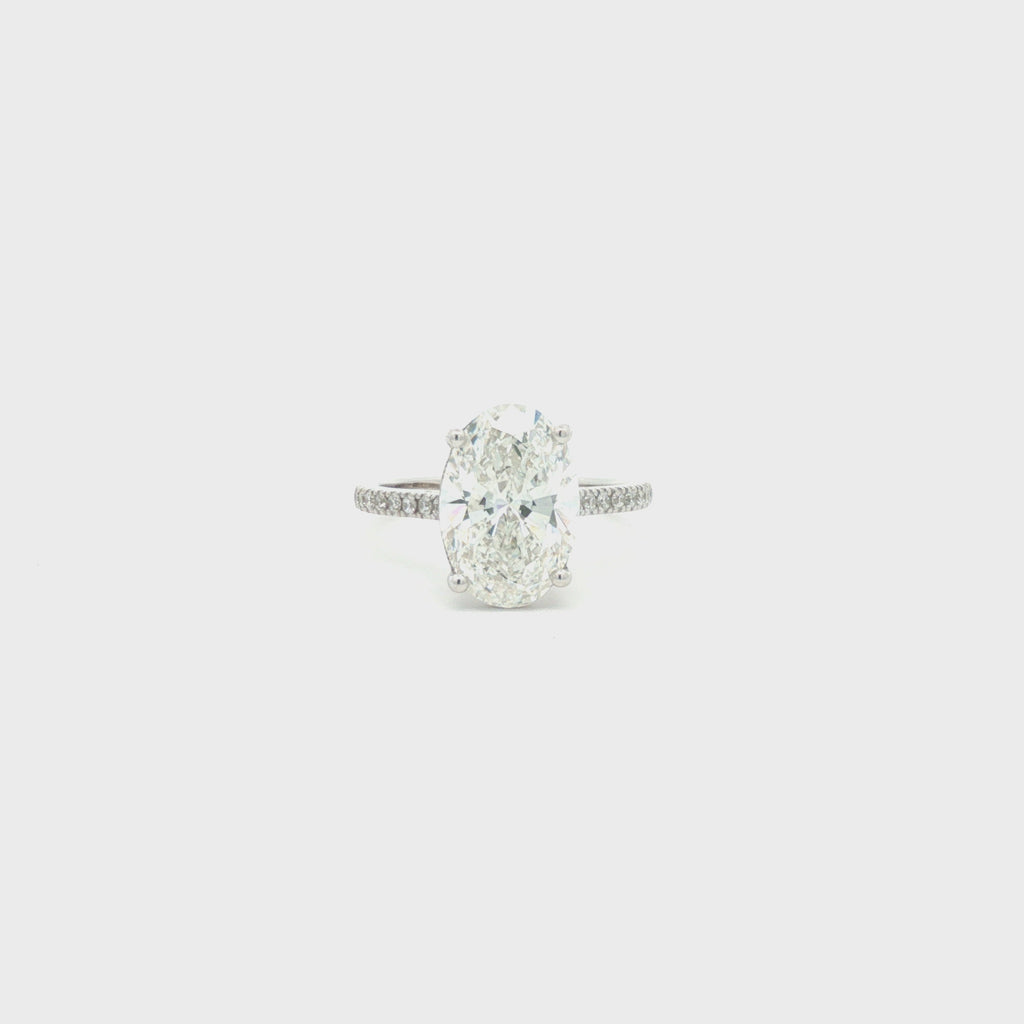 Oval Diamond Ring with Pavé Band