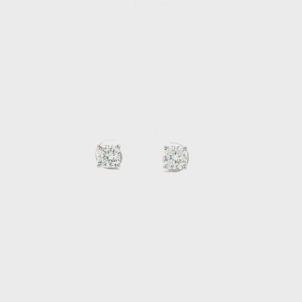 1ct Asscher White Gold Studs