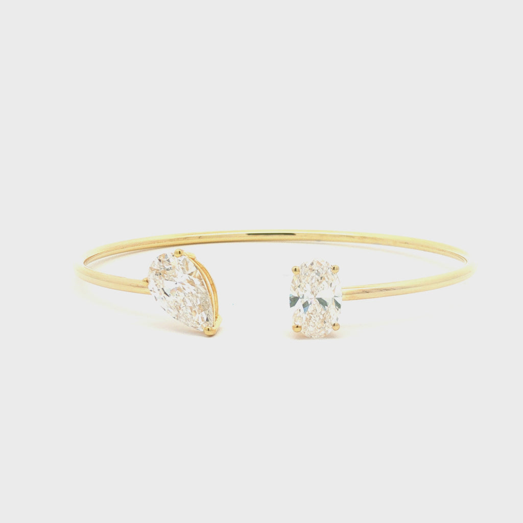 Pear and Oval Diamond Open Bangle