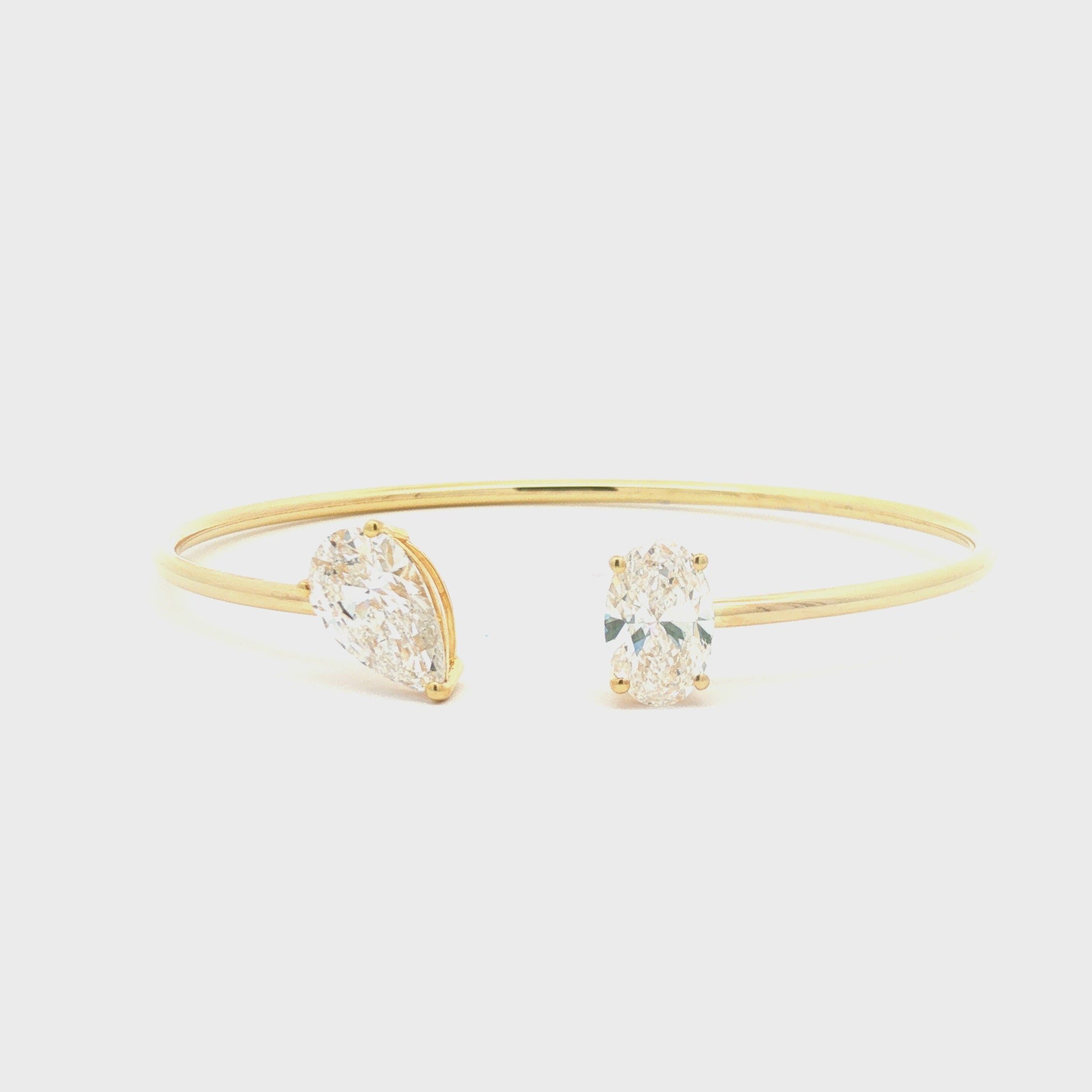 Pear and Oval Diamond Open Bangle