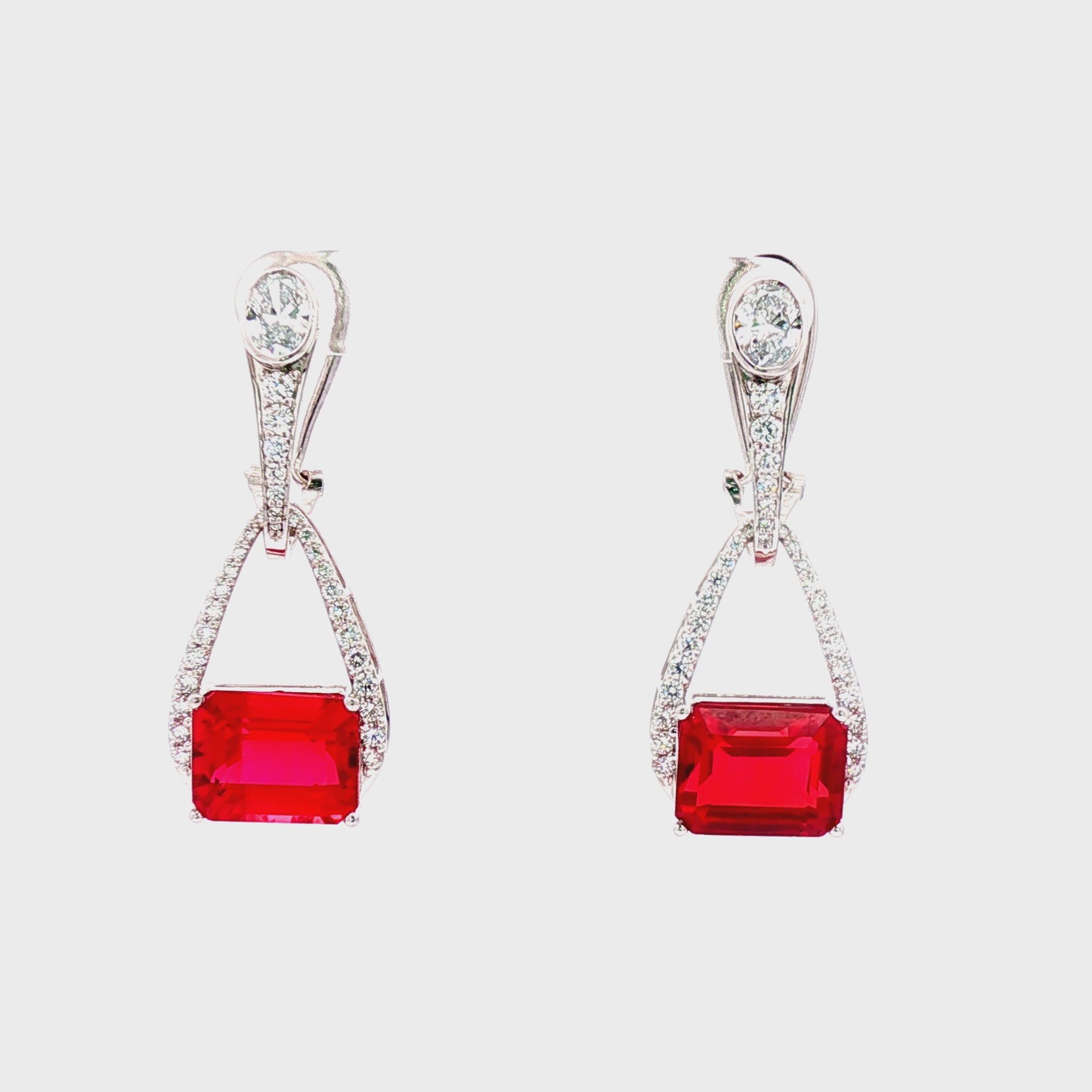Emerald Ruby Dangling Earrings