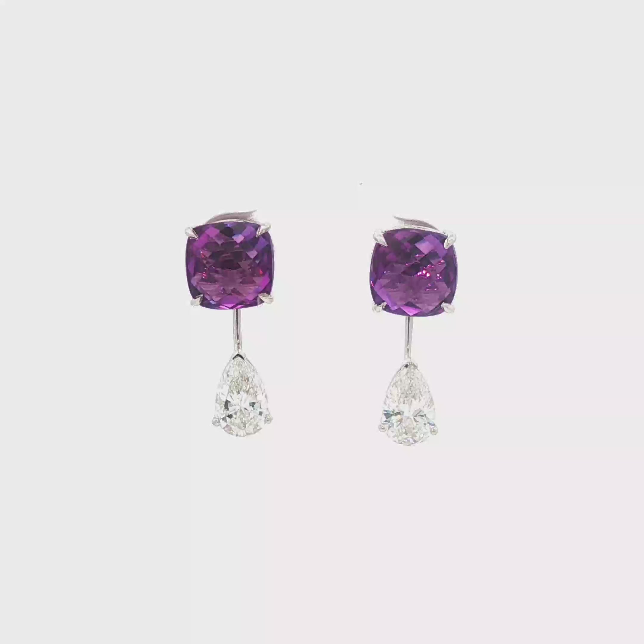 8.41ct Purple x Round  Drop Earrings
