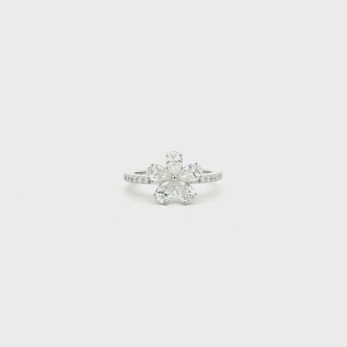 Diamond Floral Motif Multi-Stone Ring