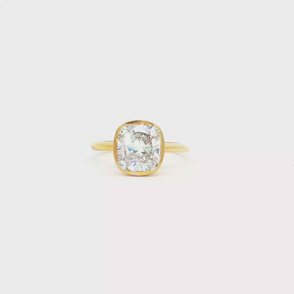 3ct Cushion Bezel  Engagement Ring