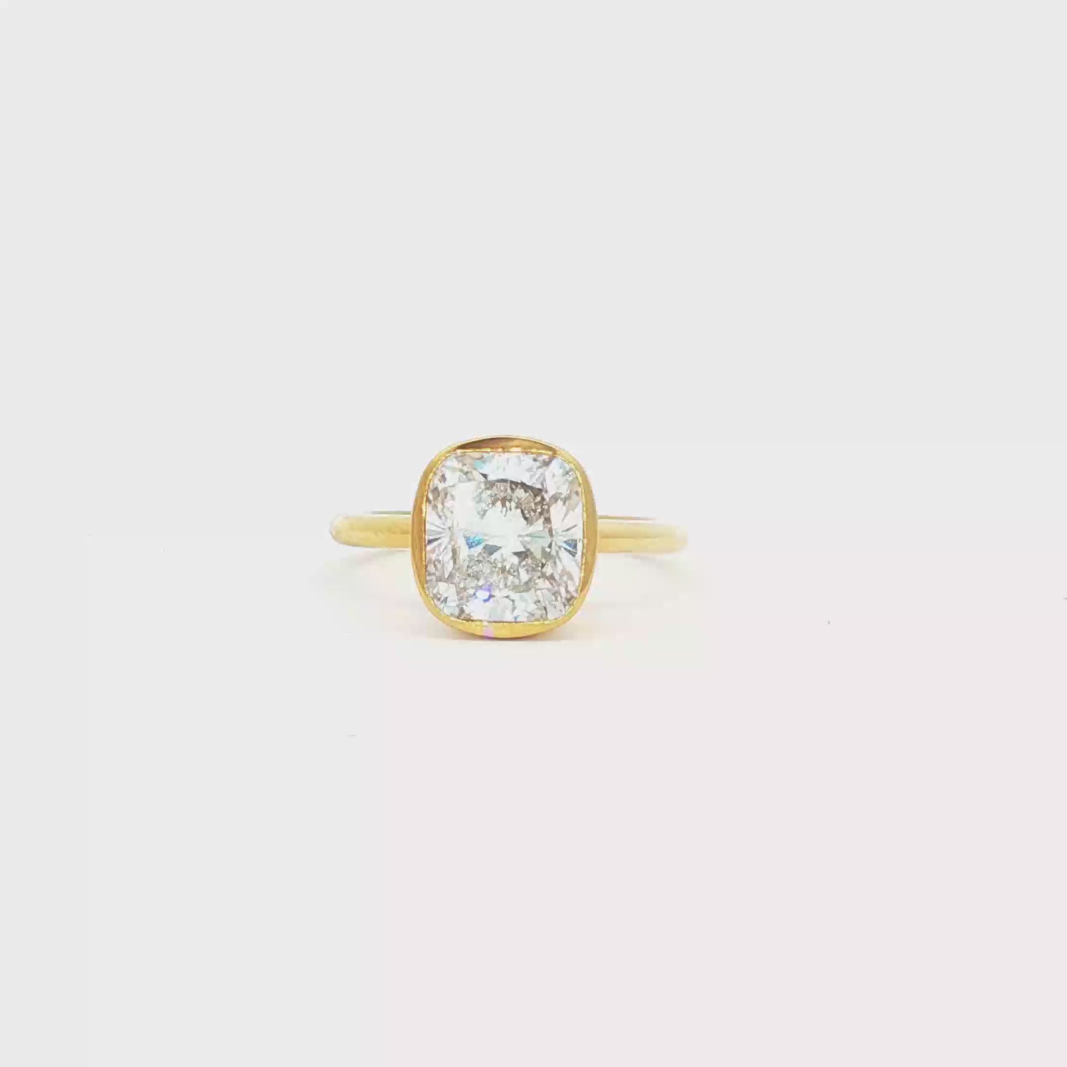 3ct Cushion Bezel  Engagement Ring