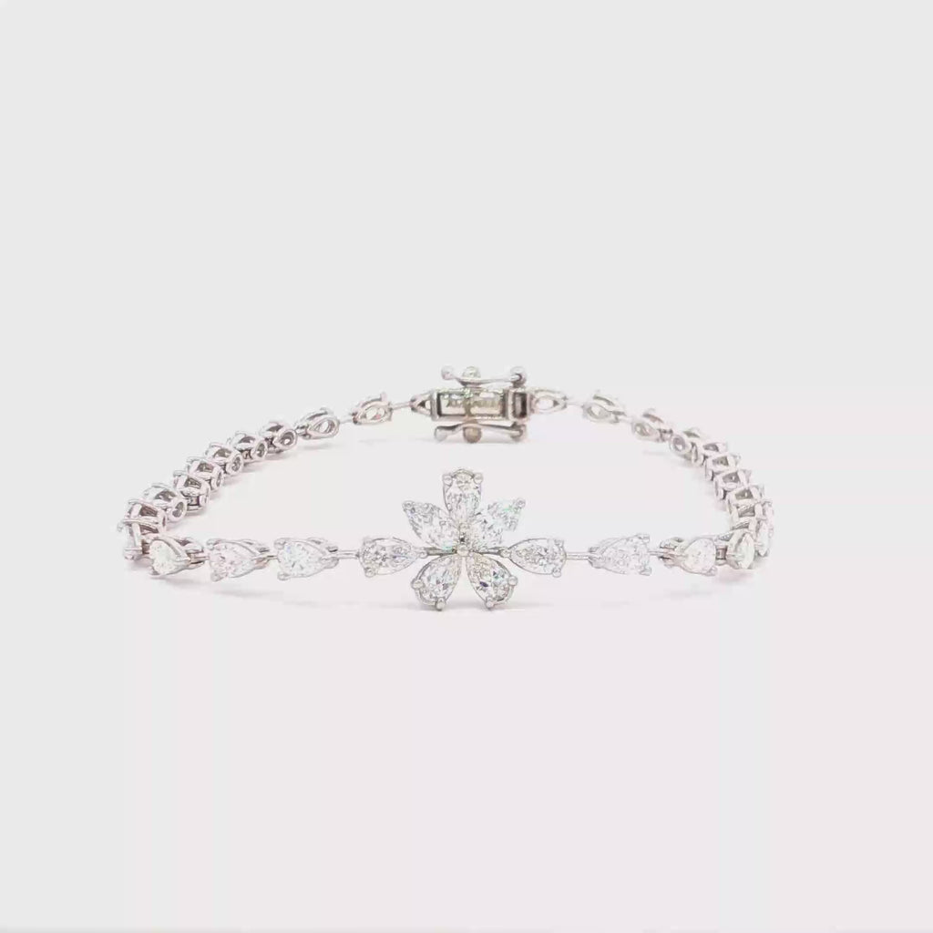 Flower Center Tennis Bracelet
