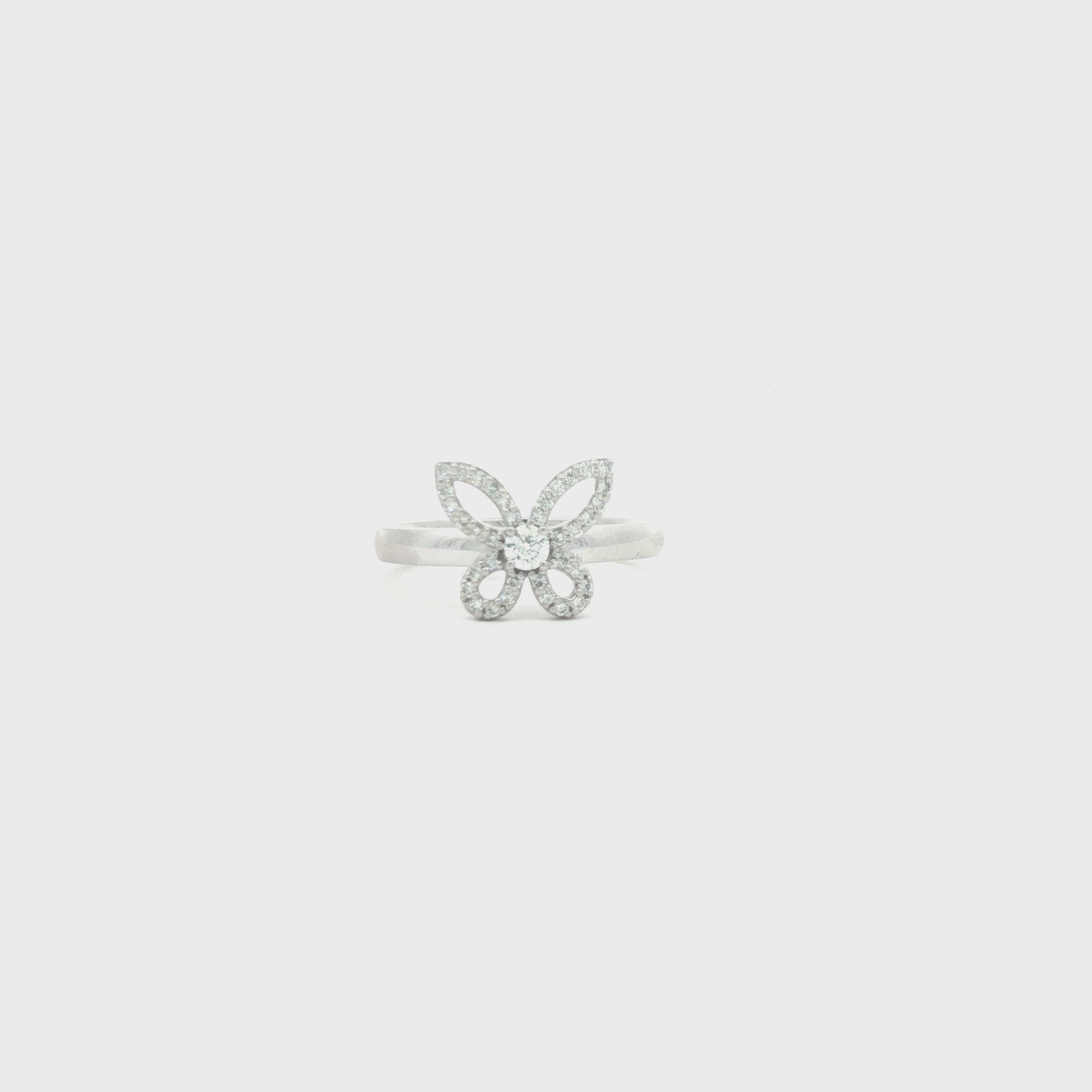 Diamond Butterfly Motif Cocktail Pinky Ring