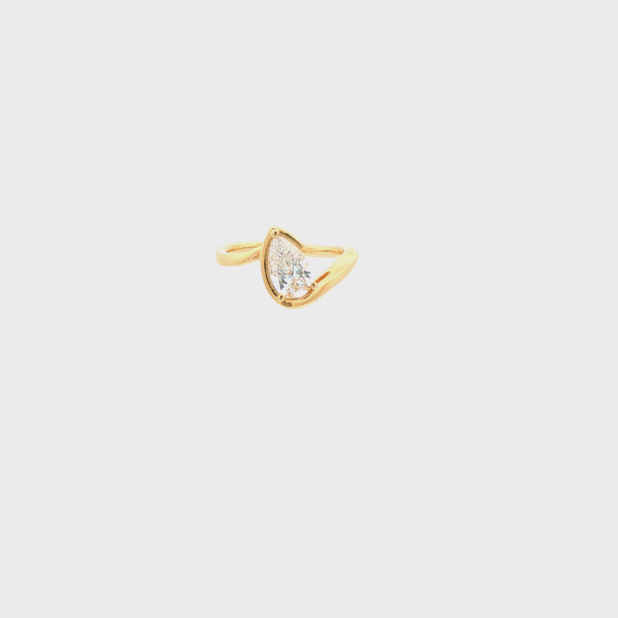Bezel Pear Pinky Finger Ring
