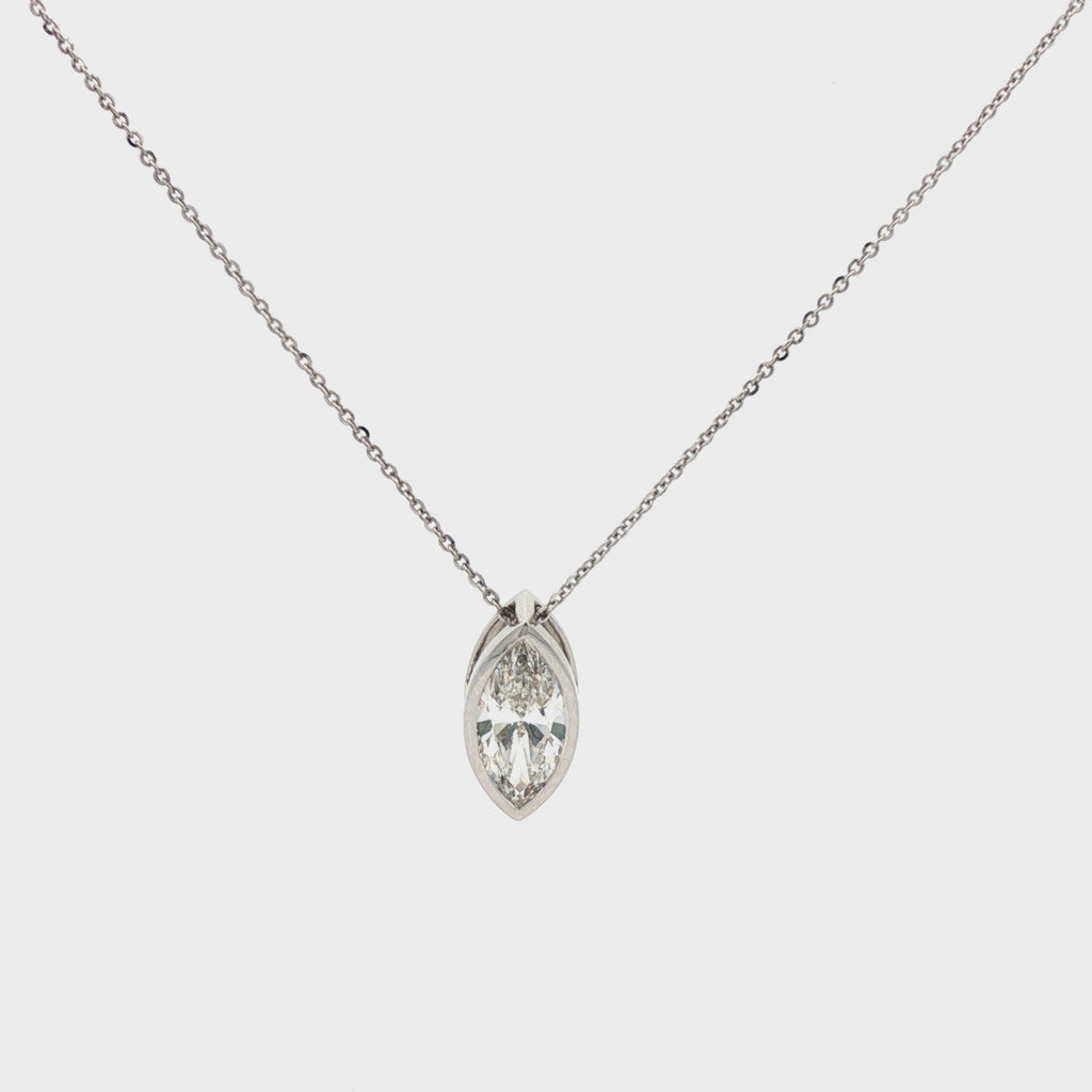 2ct Marquise Diamond Bezel Pendant Necklace