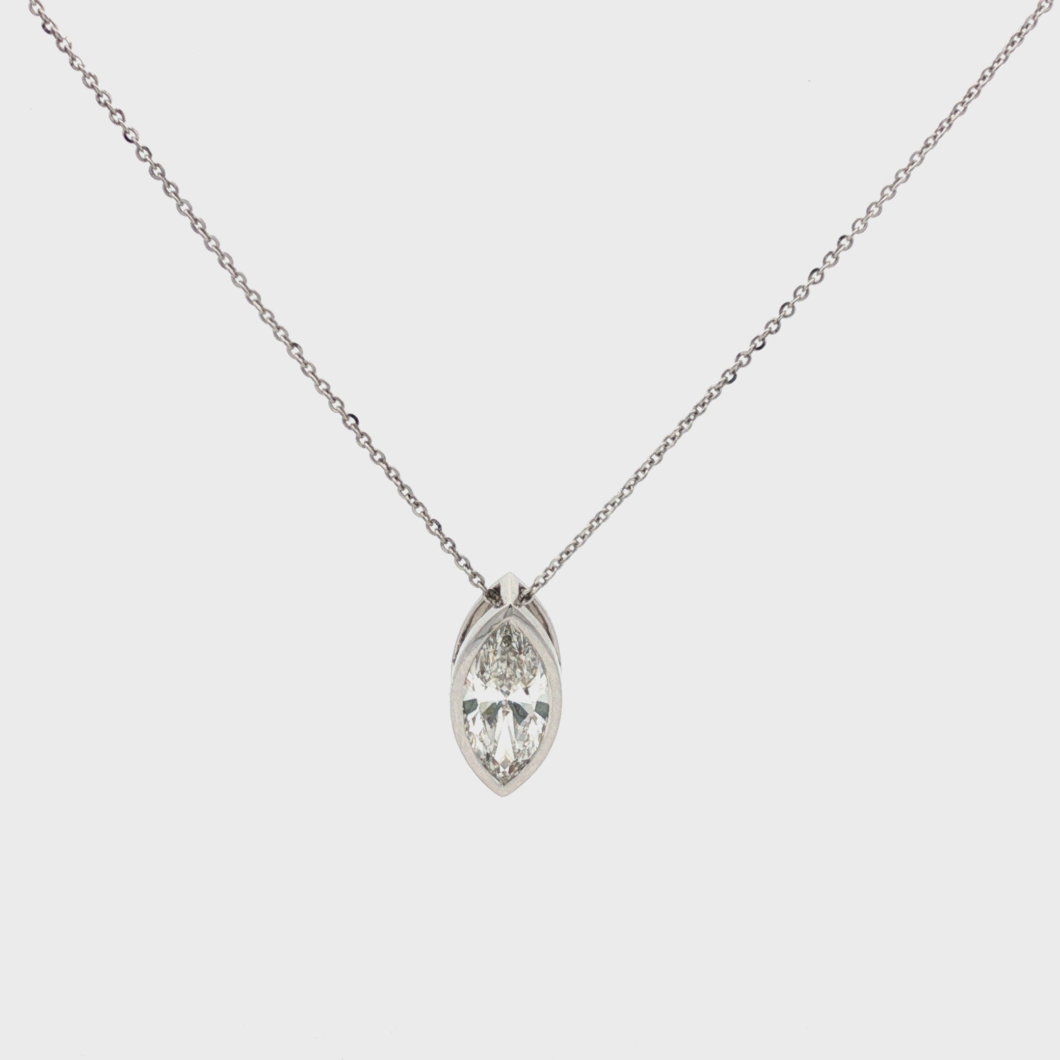 2ct Marquise Diamond Bezel Pendant Necklace