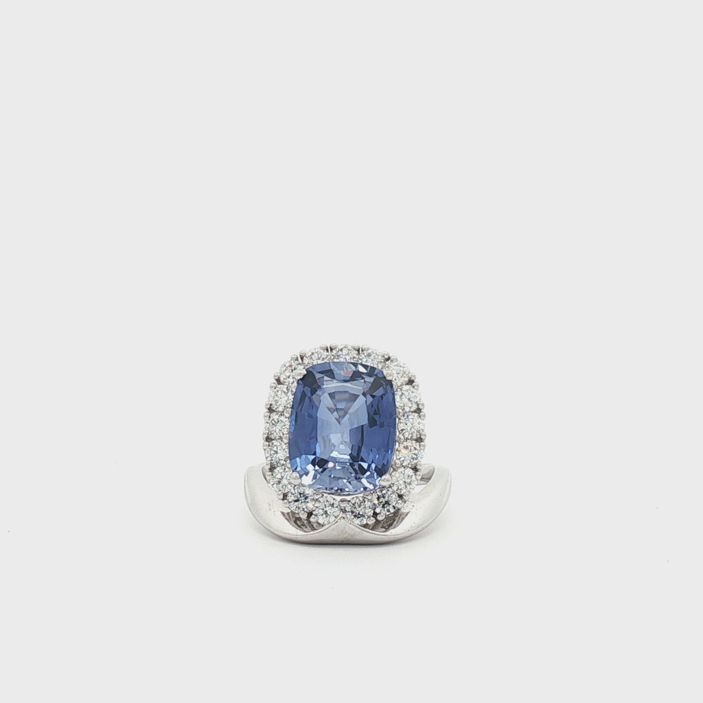 Blue Cushion Fancy Ring