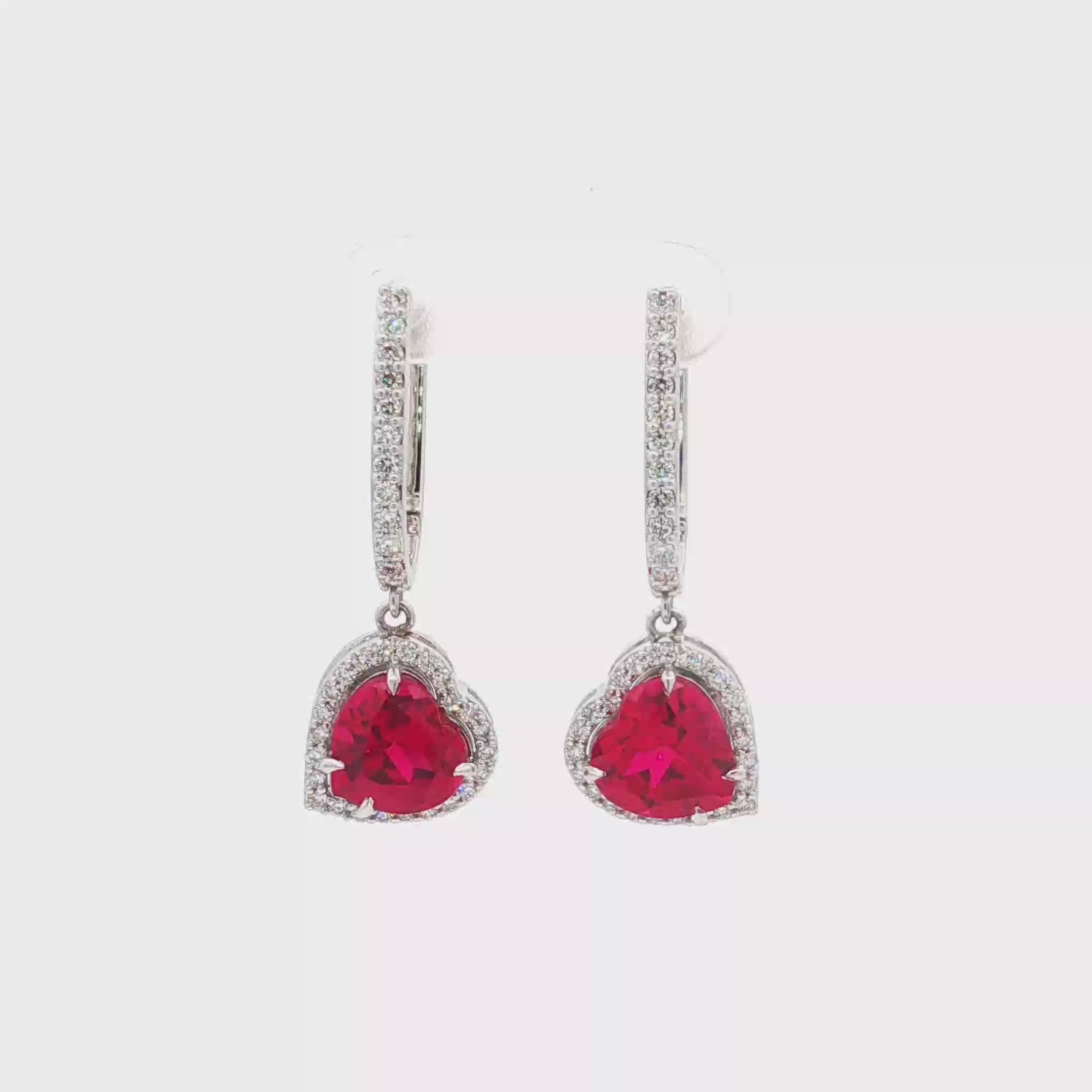 Ruby 6.97ct Heart  Dangling Earrings