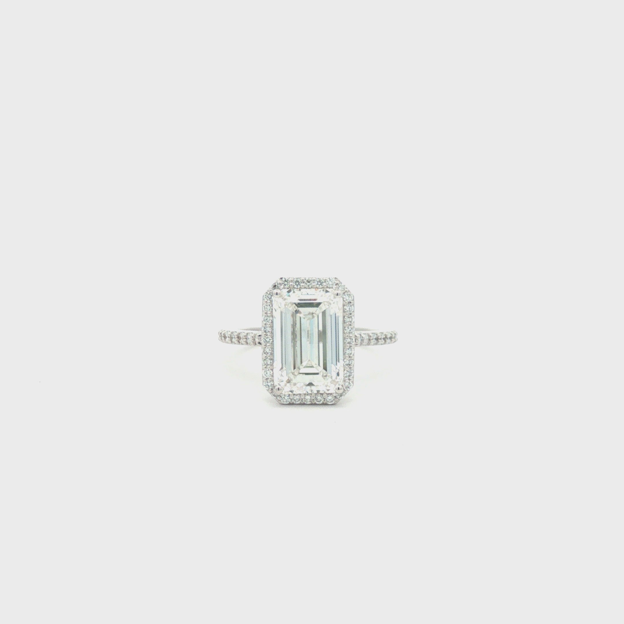 5ct Emerald-Cut Diamond Halo Engagement Ring