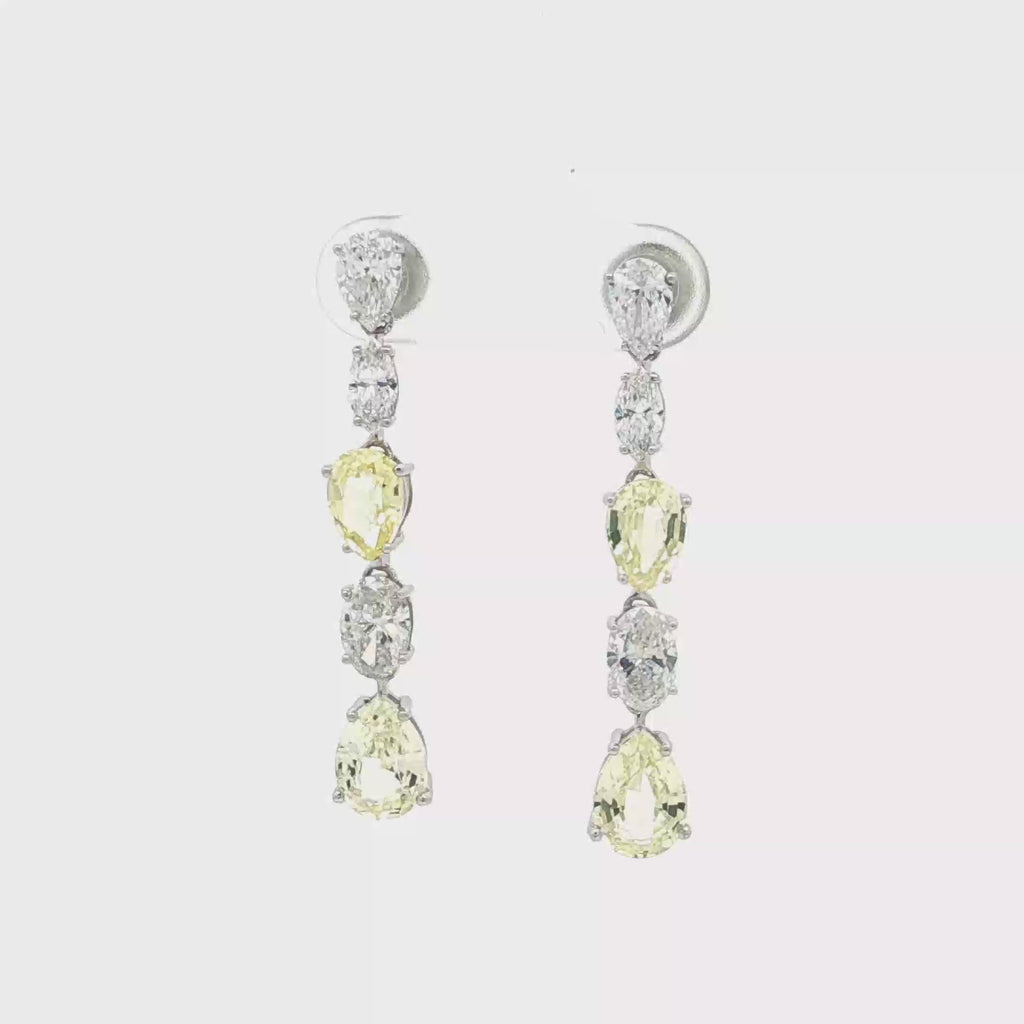 White x Yellow Pear  Drop Earrings