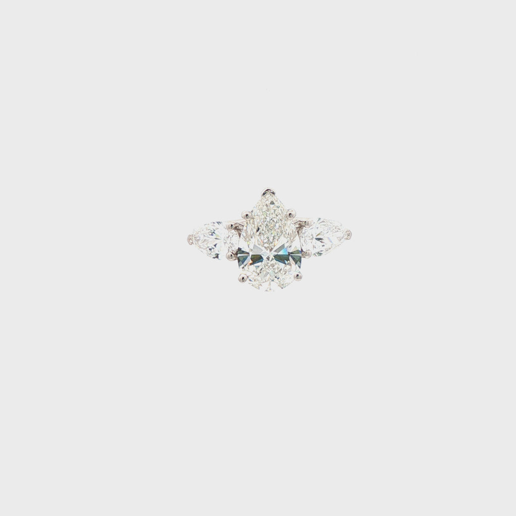 3ct Pear Ring with Side Pear Stone Ring