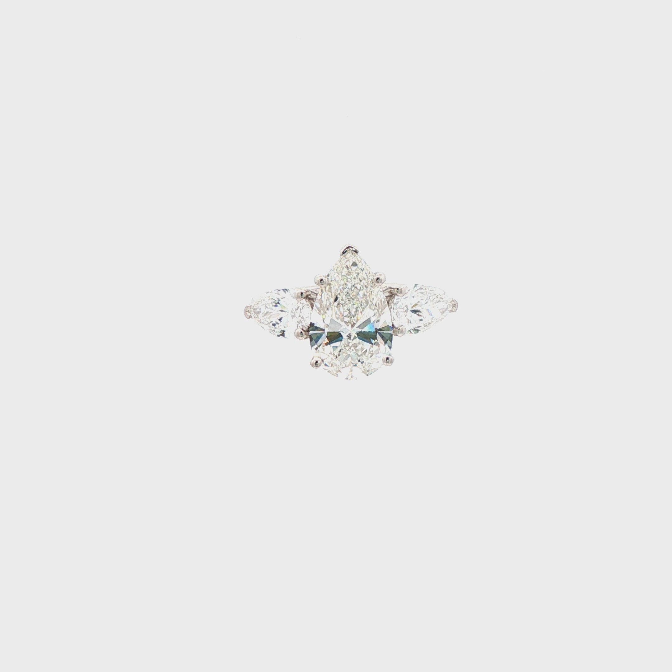 3ct Pear Ring with Side Pear Stone Ring