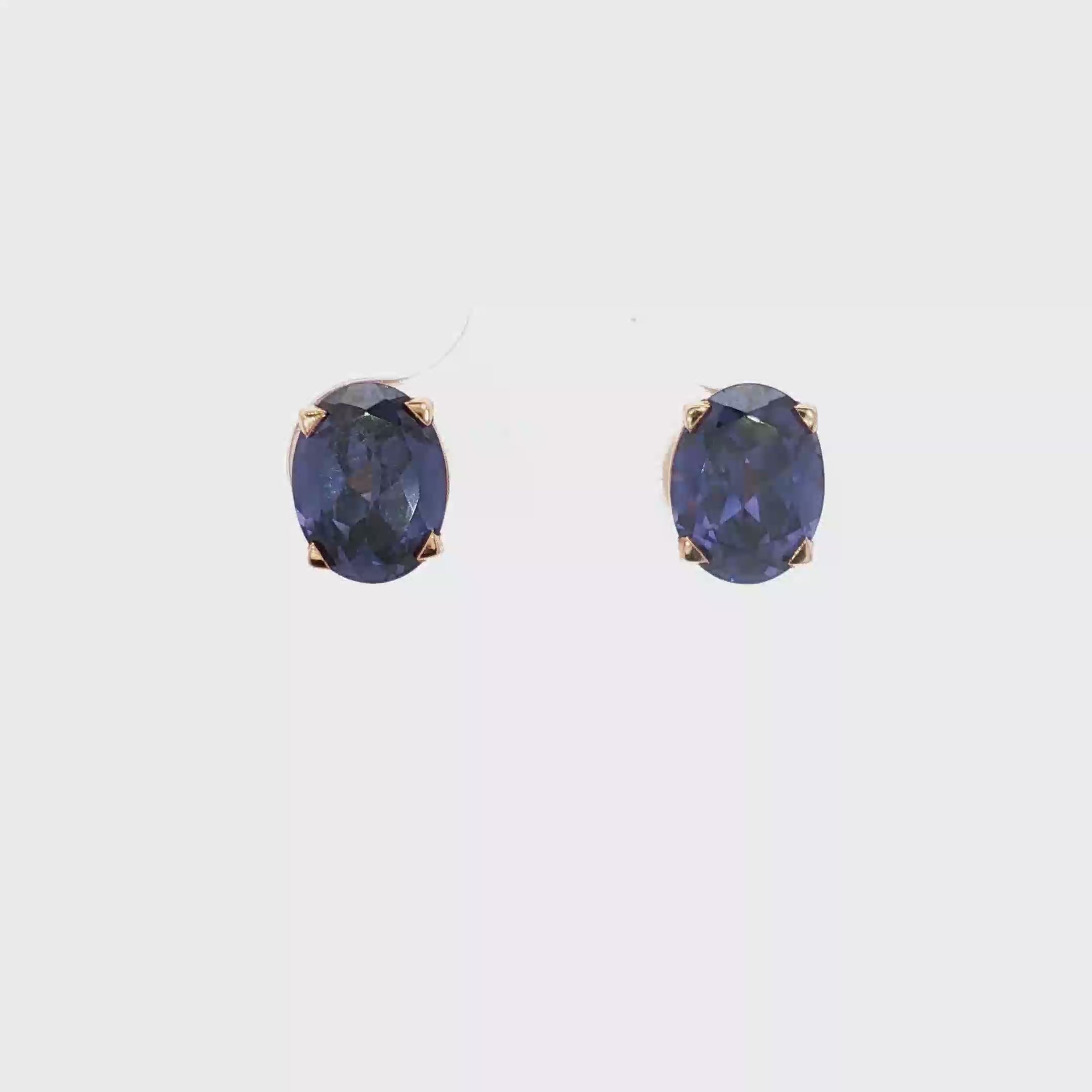 3ct Blue Oval Studs
