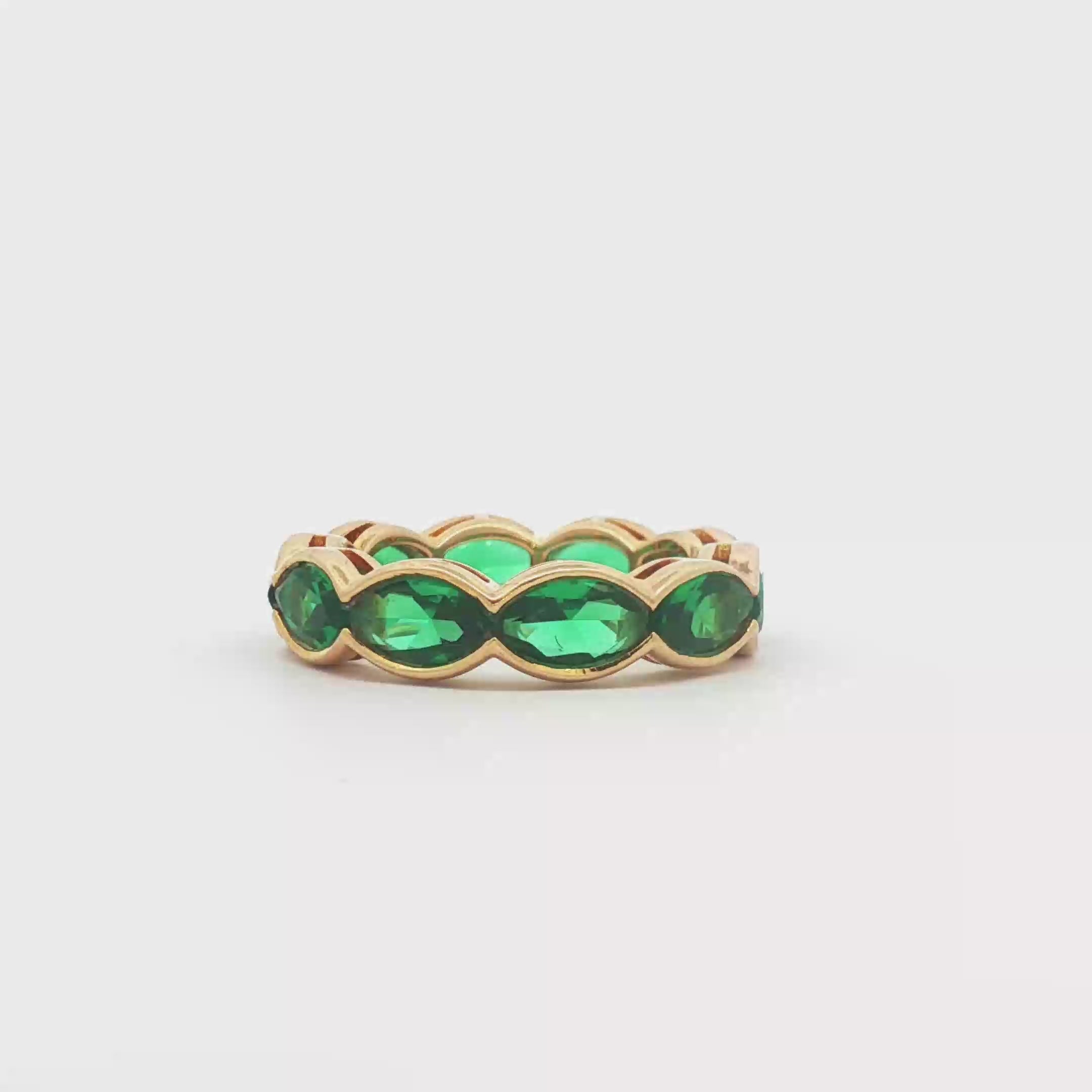 Green Marquise Bezel  Sideways Eternity Band