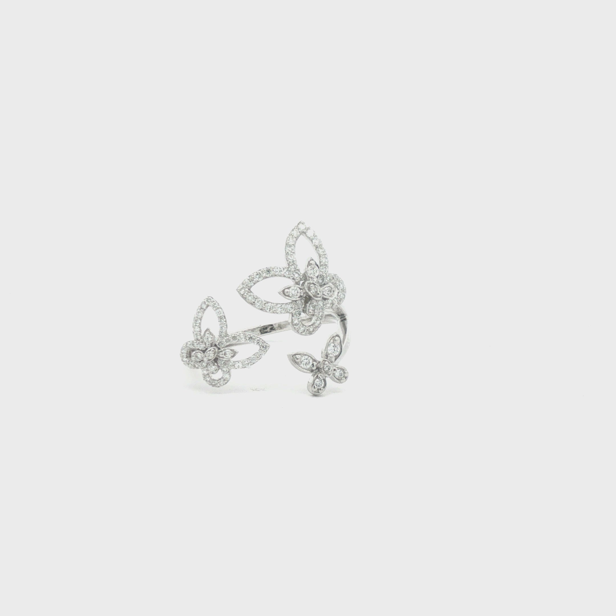 Diamond Butterfly Motif Cocktail Ring