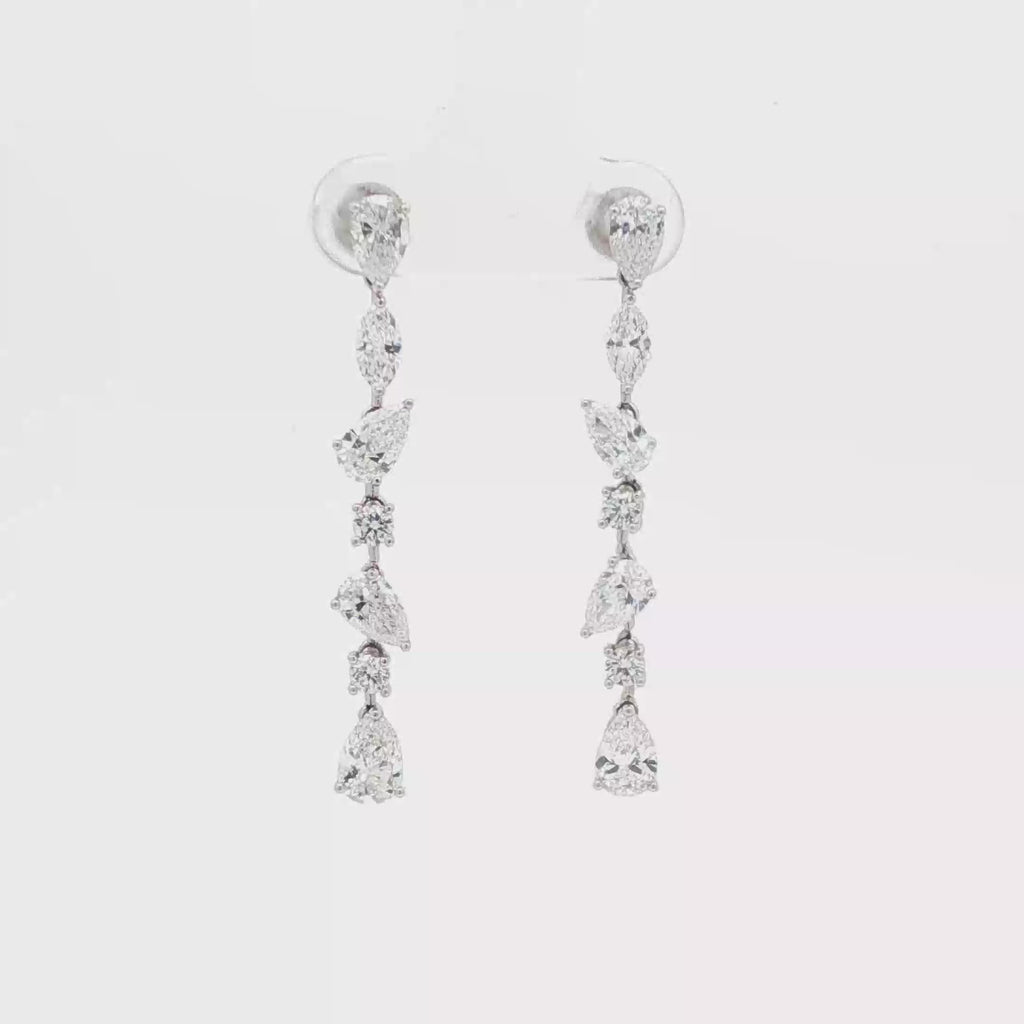 Round x Pear Dangling Earrings