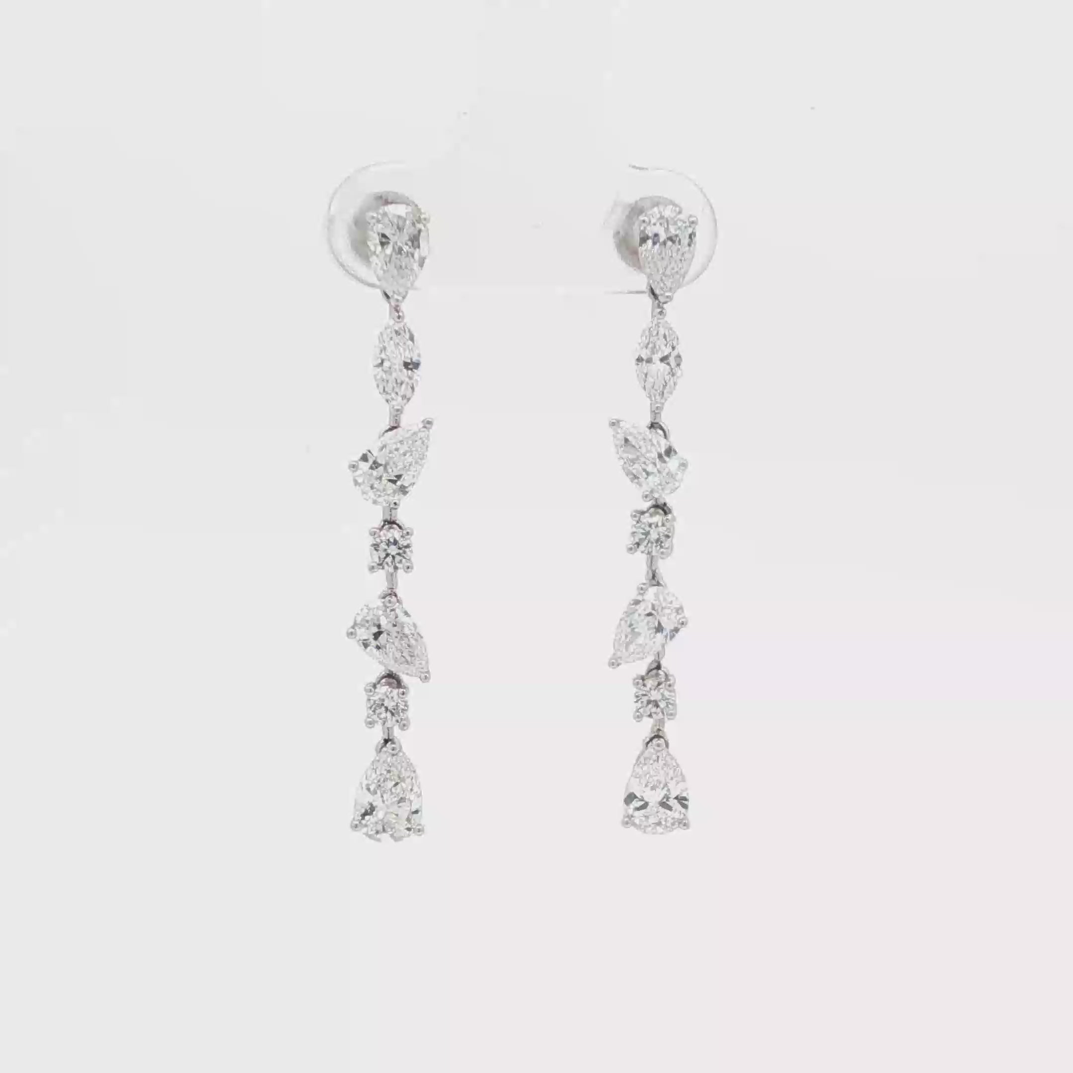 Round x Pear Dangling Earrings