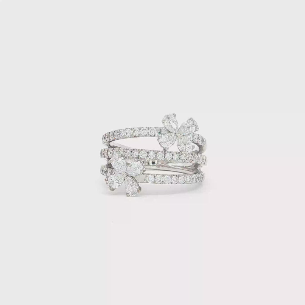 Flower x 3 Bands Ring