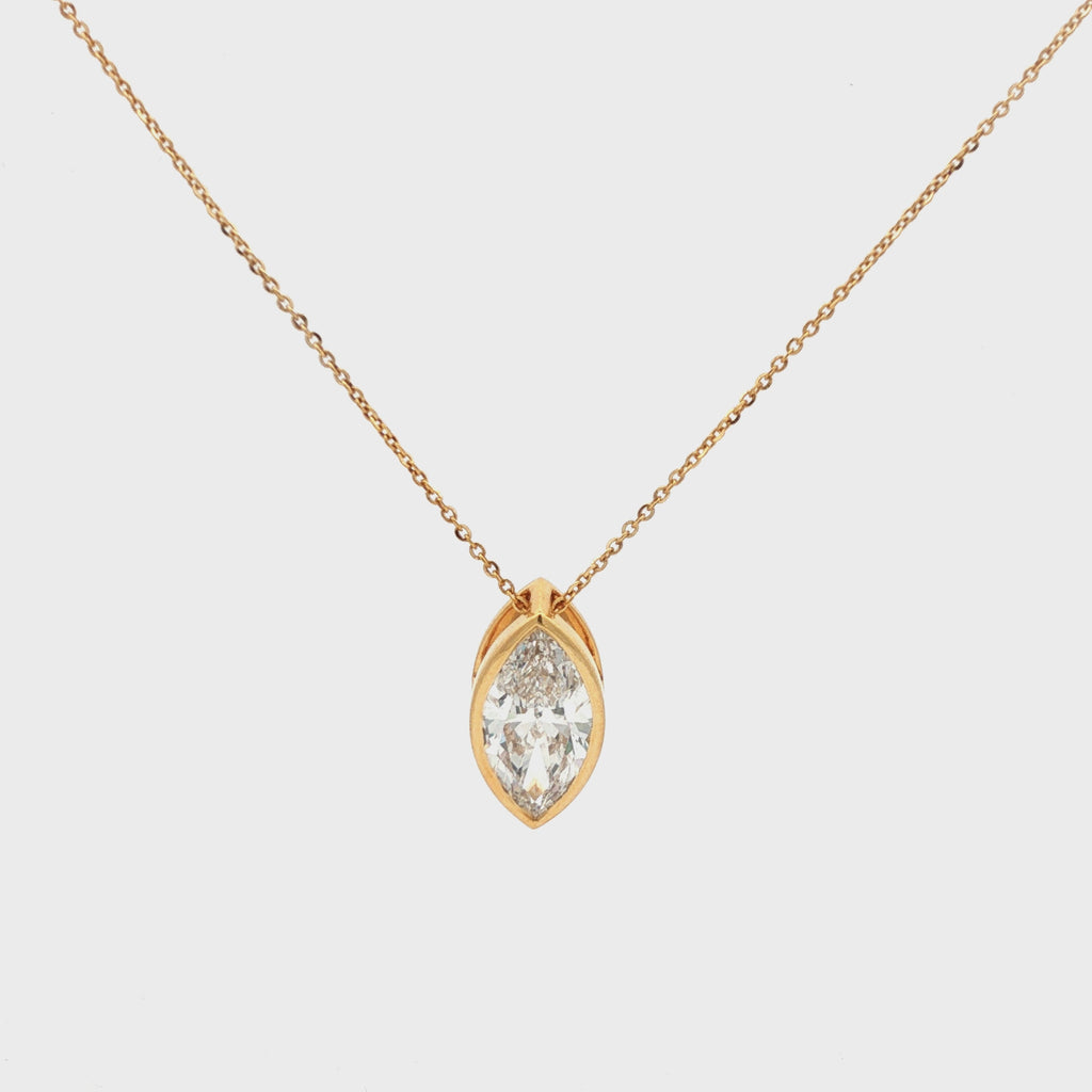 3ct Marquise Diamond Bezel Pendant Necklace