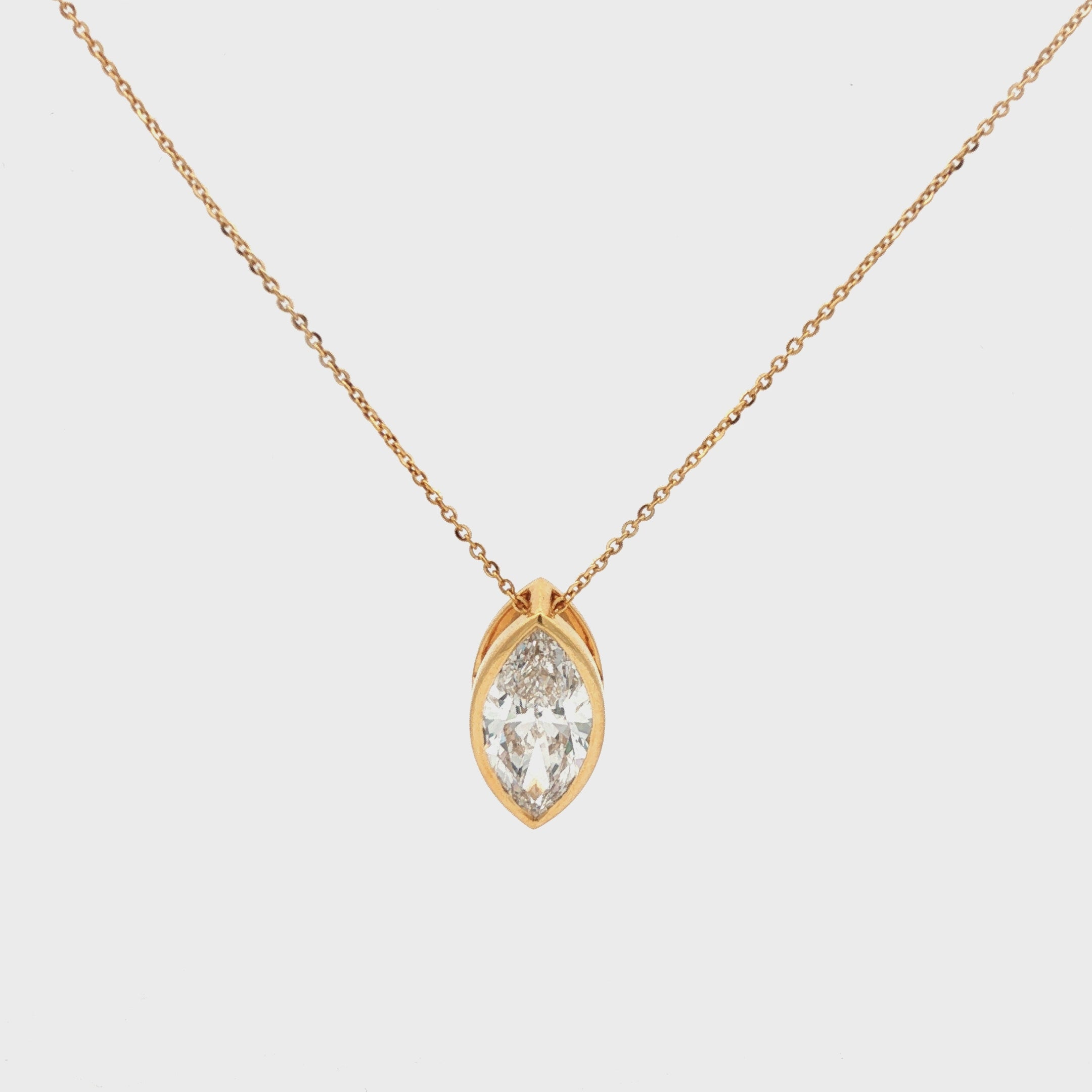 3ct Marquise Diamond Bezel Pendant Necklace
