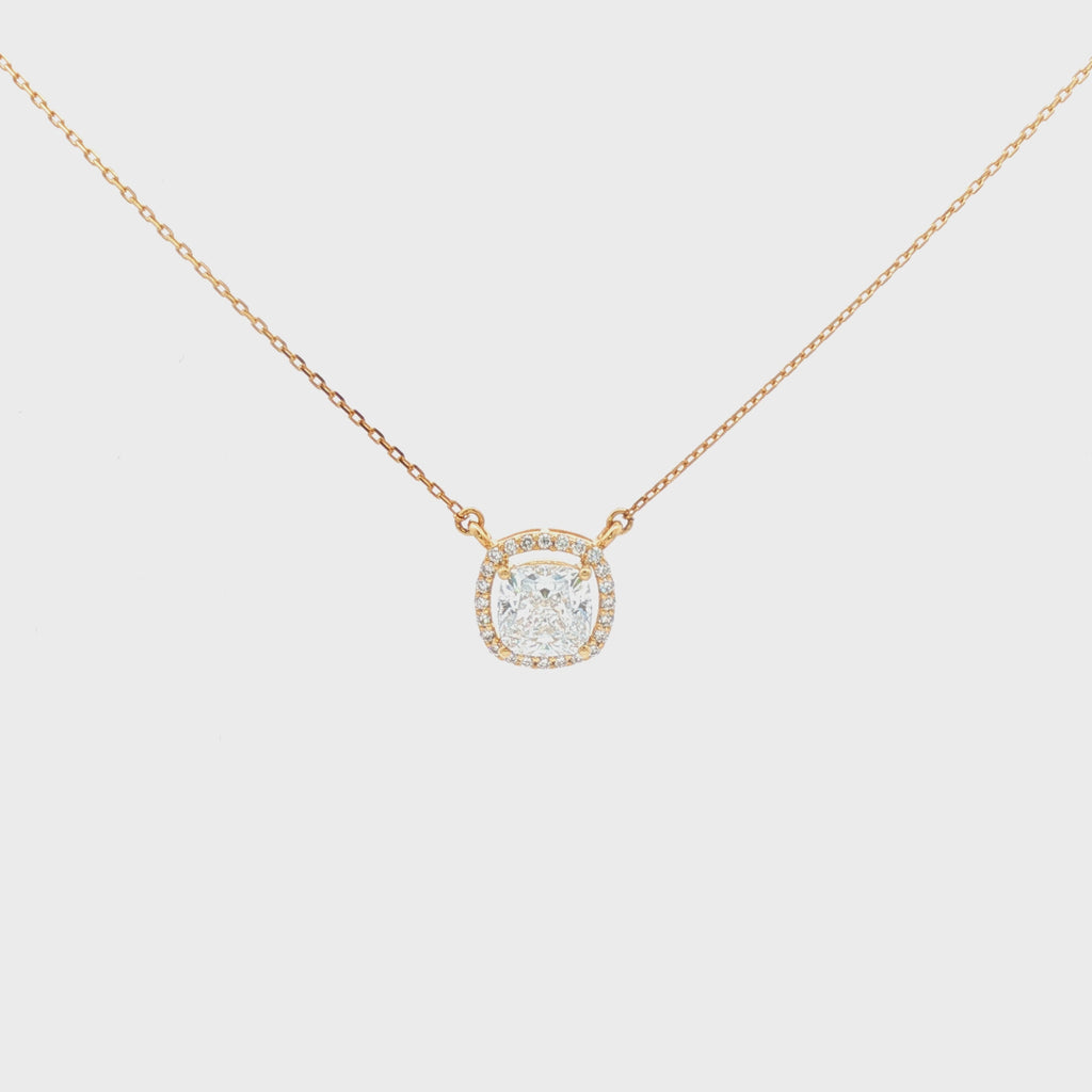 2ct Cushion with Halo Pendant