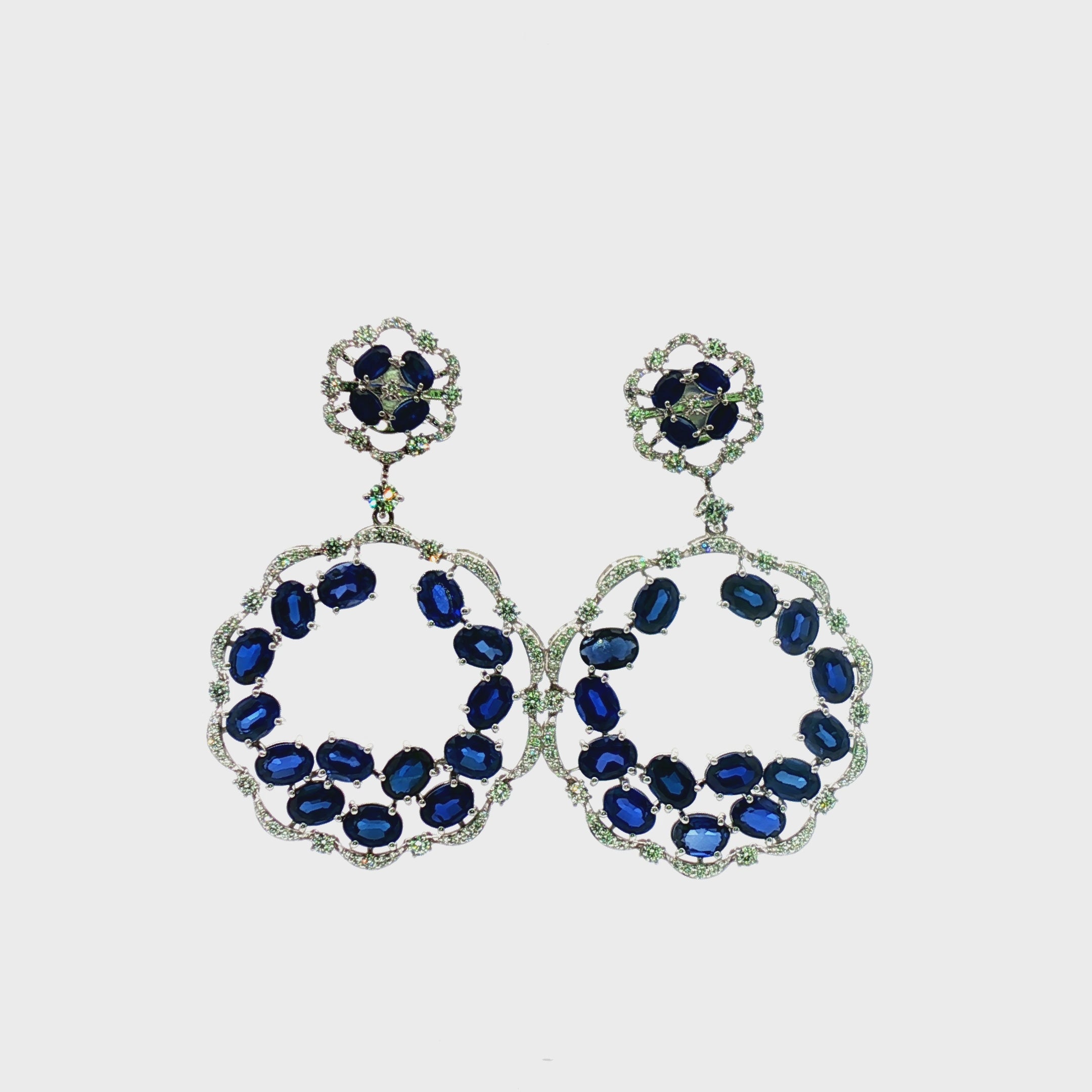 Blue Sapphire Oval Cut Dangling Earrings