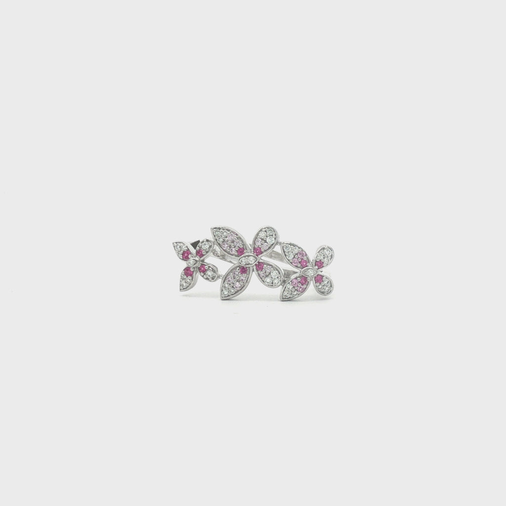 Pink Sapphire Floral Motif Cocktail Ring
