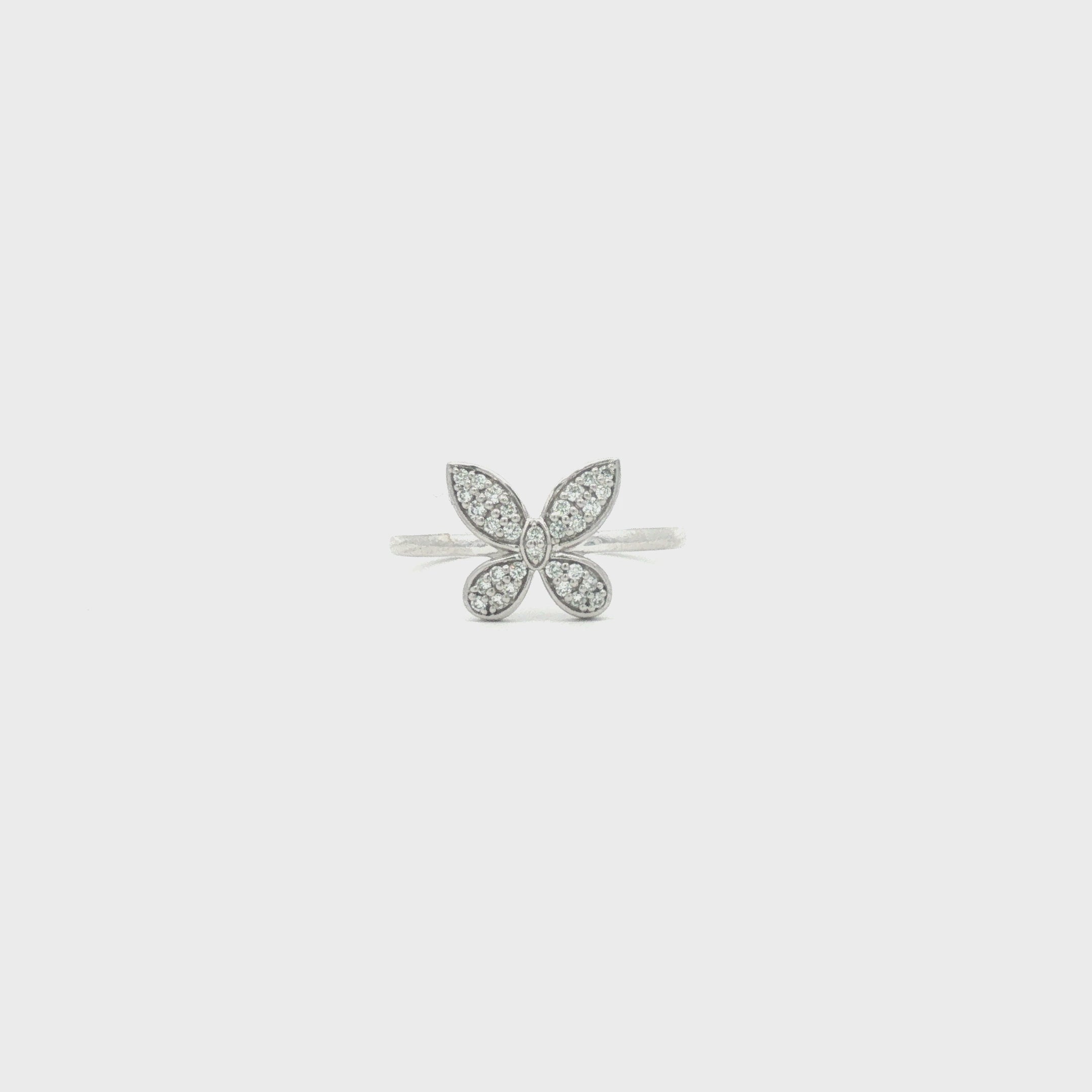 Diamond Butterfly Motif Ring