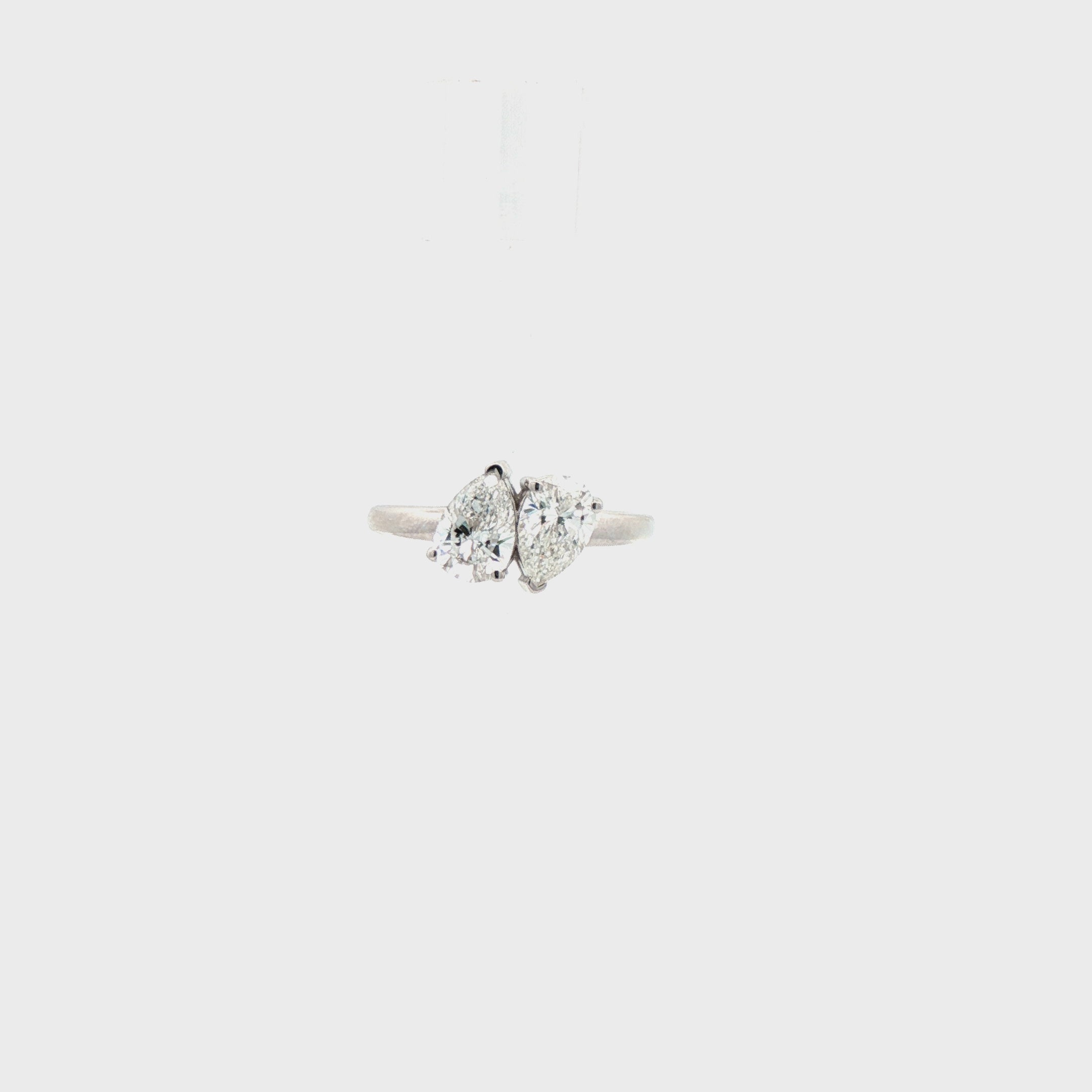 Two-Stone Pear Brilliant Diamond Pinky Ring
