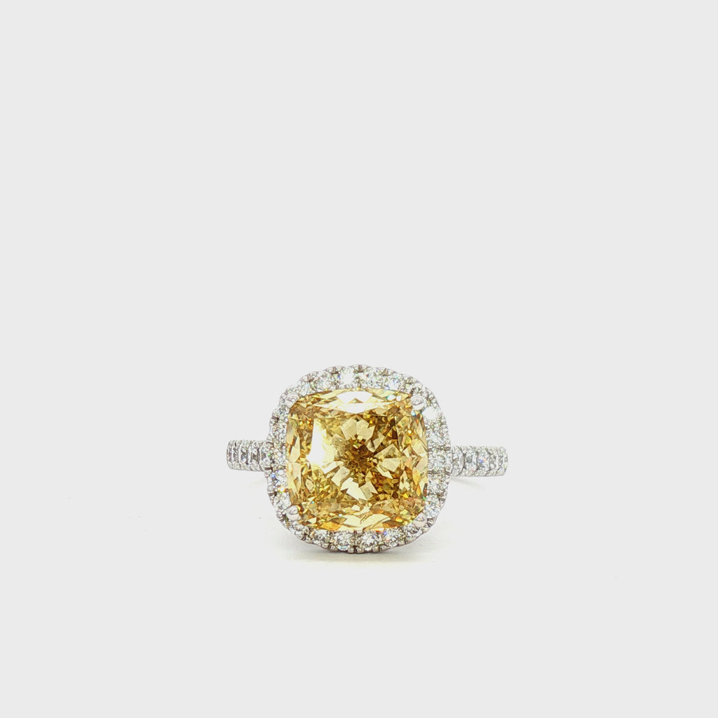 4ct Yellow Cushion Ring