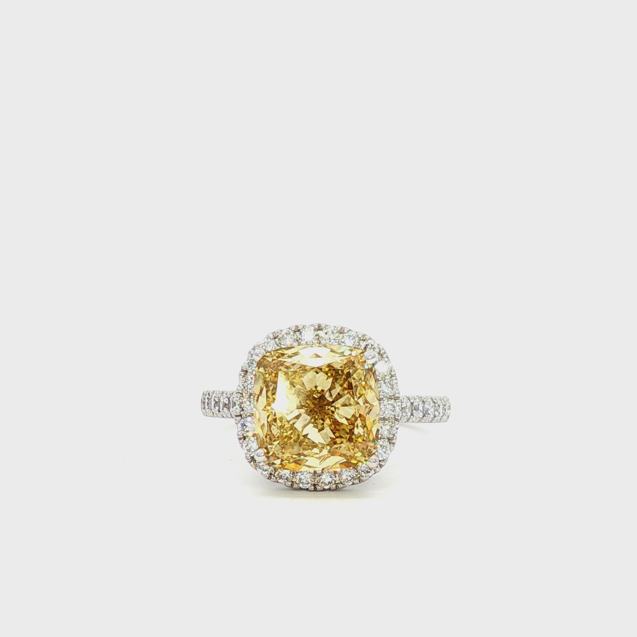 4ct Yellow Cushion Ring